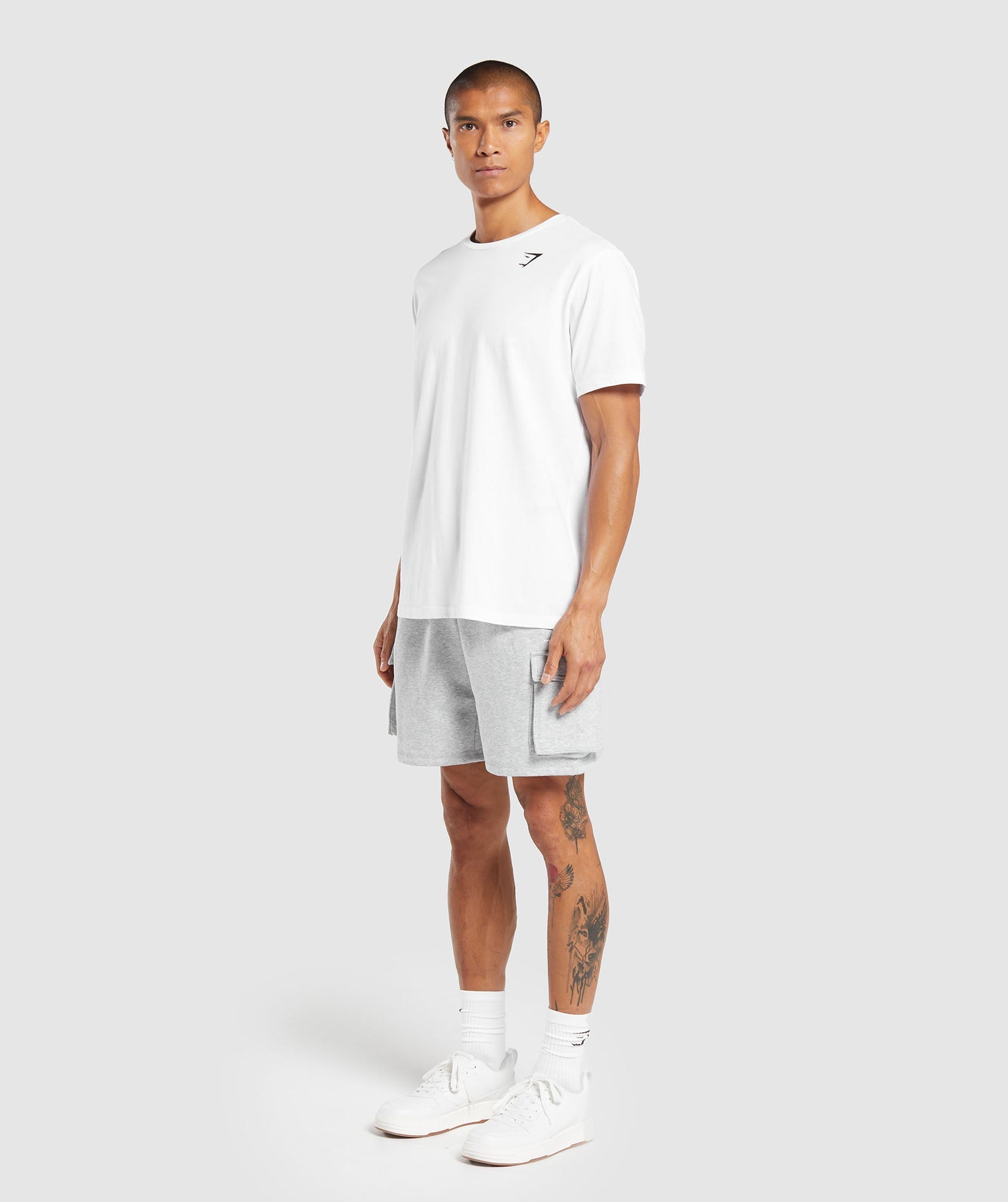 Crest Cargo Shorts in Light Grey Marl - view 4
