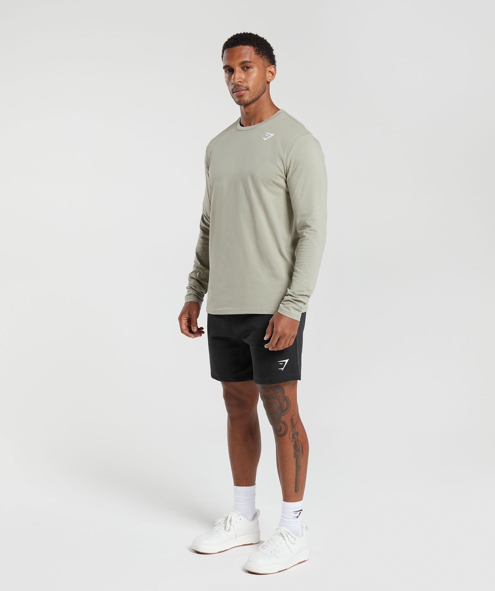 Crest Long Sleeve T-Shirt in Stone Grey - view 4