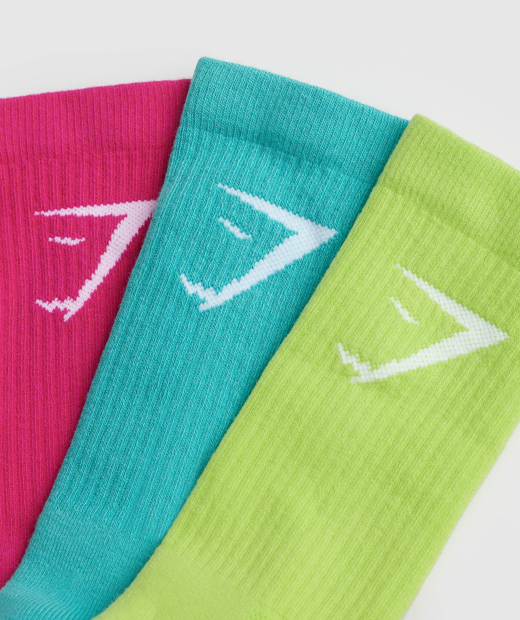 Crew Socks 3pk in Citrus Green/Capri Blue/Bold Magenta - view 2