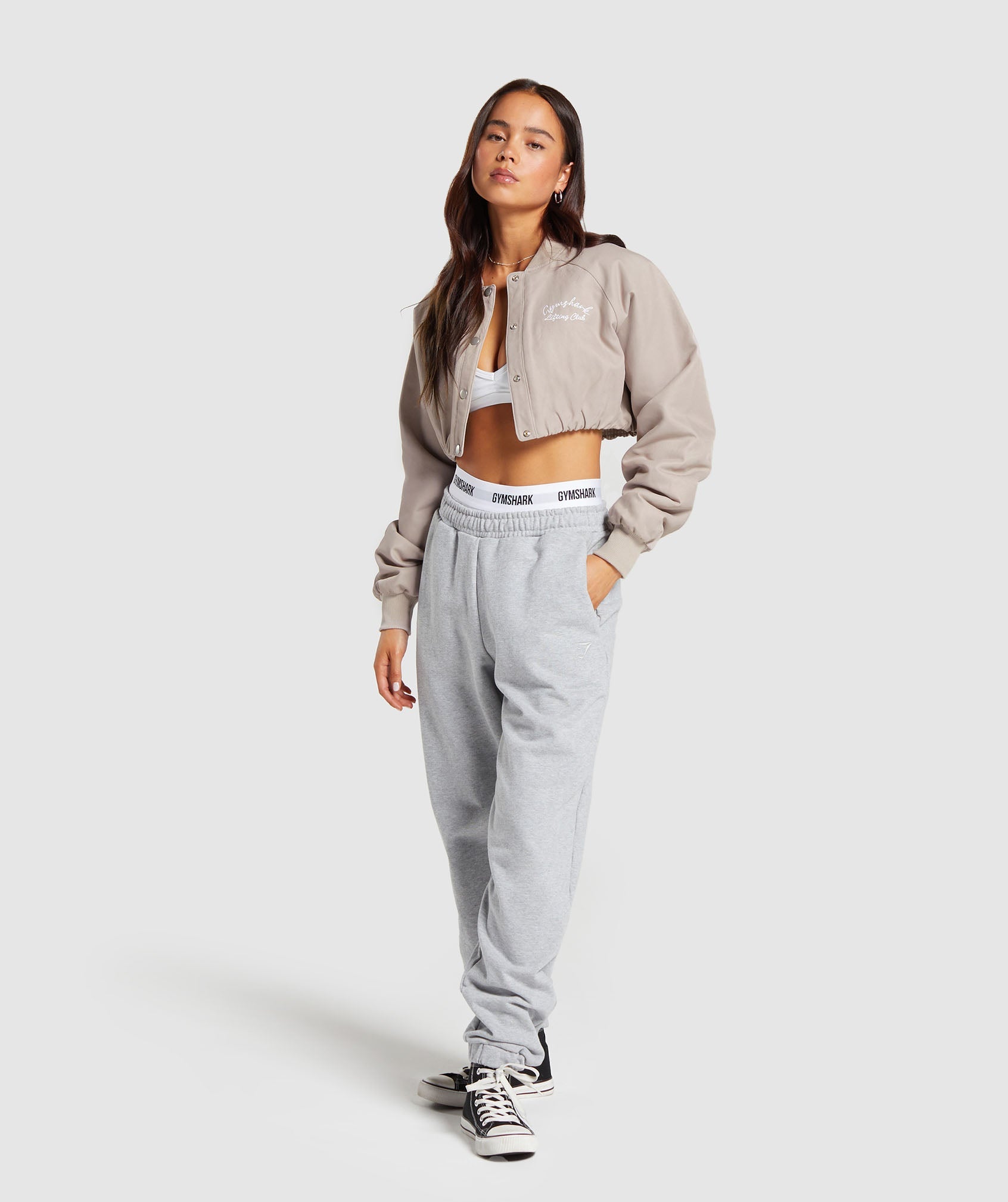 Gymshark Cropped Bomber Jacket Stone Pink Gymshark