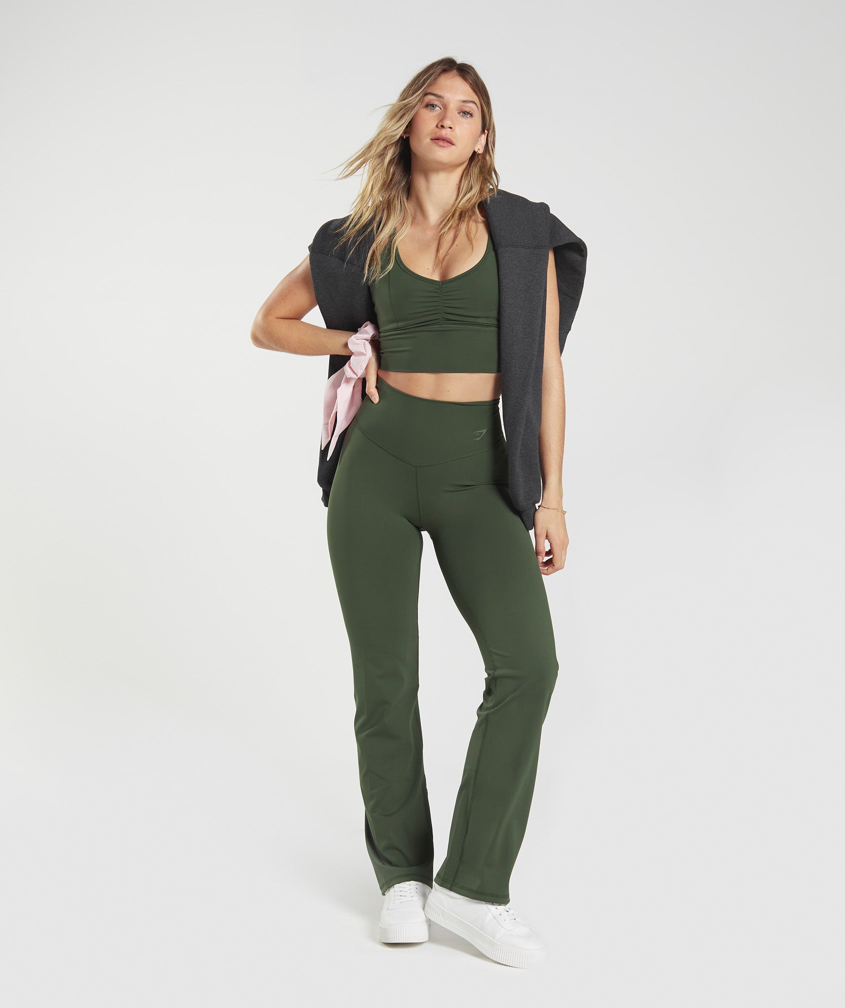 Elevate Flared Leggings in Moss Olive