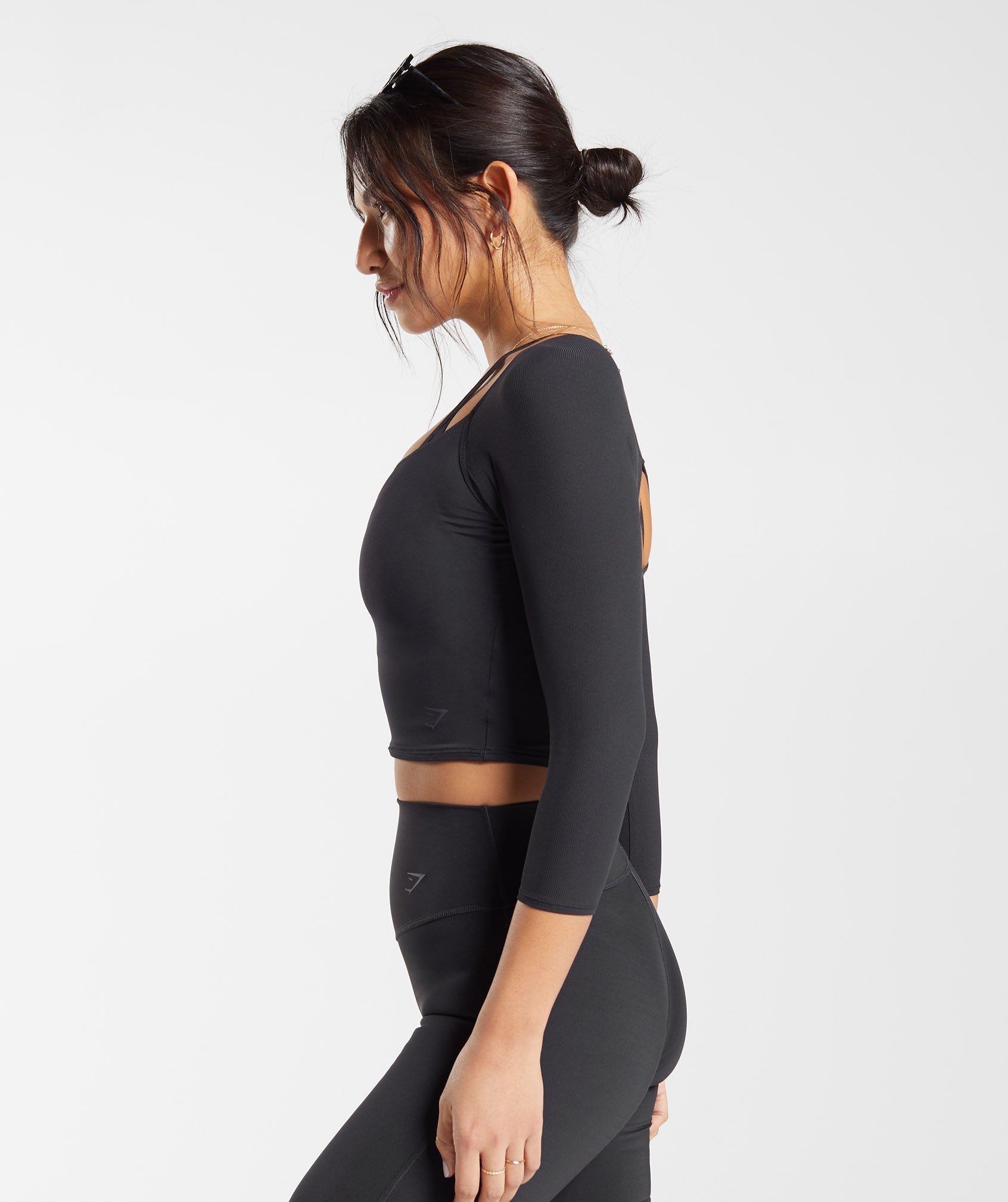 Elevate 3/4 Sleeve Crop Top in Black