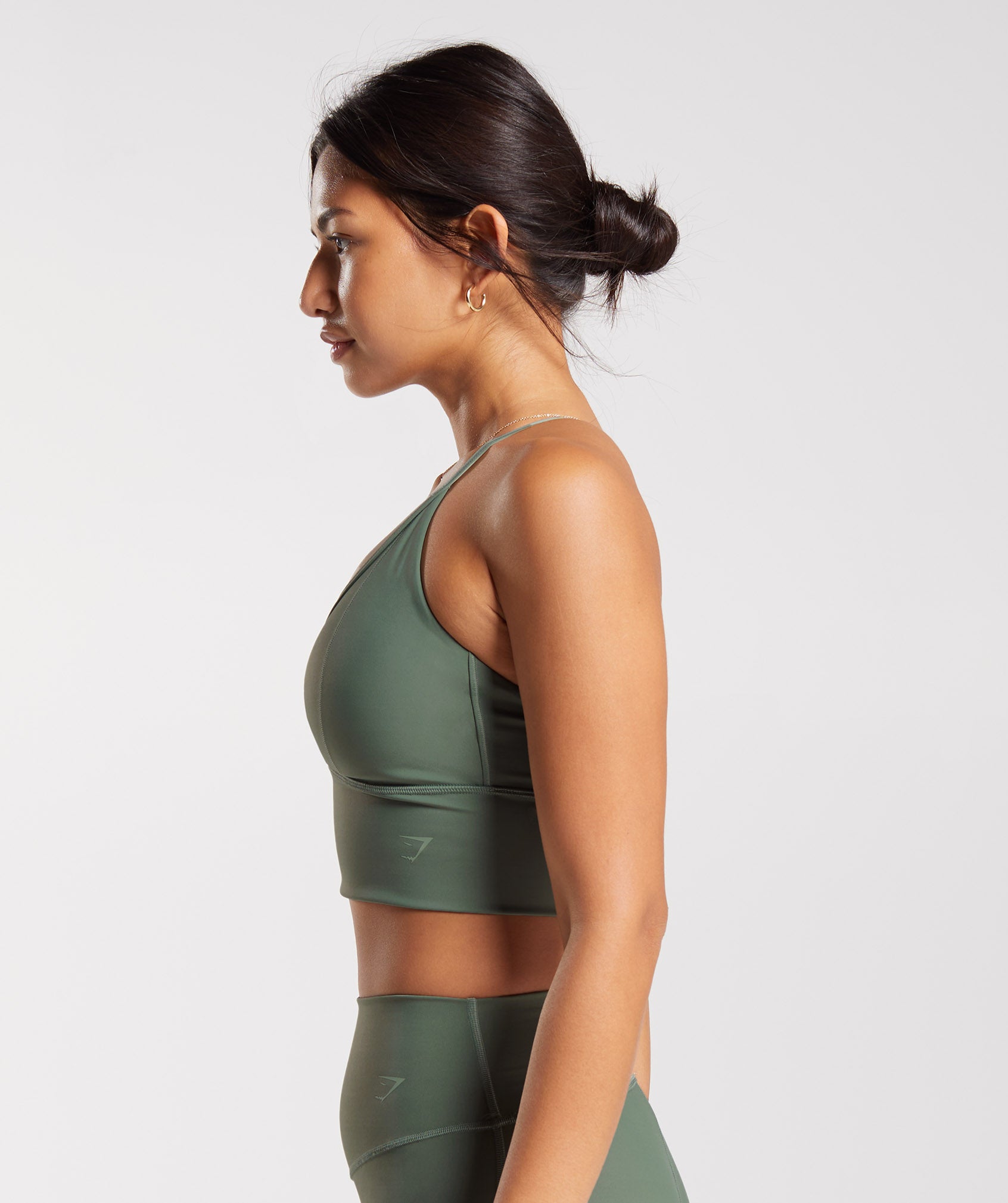 Gymshark GS Power Minimal Sports Bra - Moss Olive Print