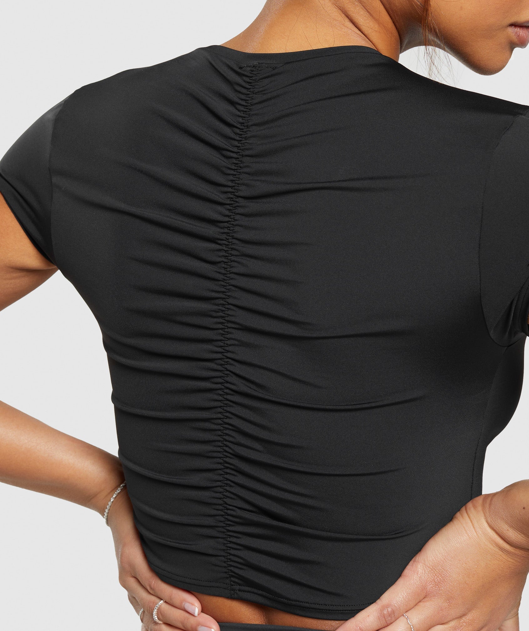 Elevate Ruched Crop Top in Black - view 6