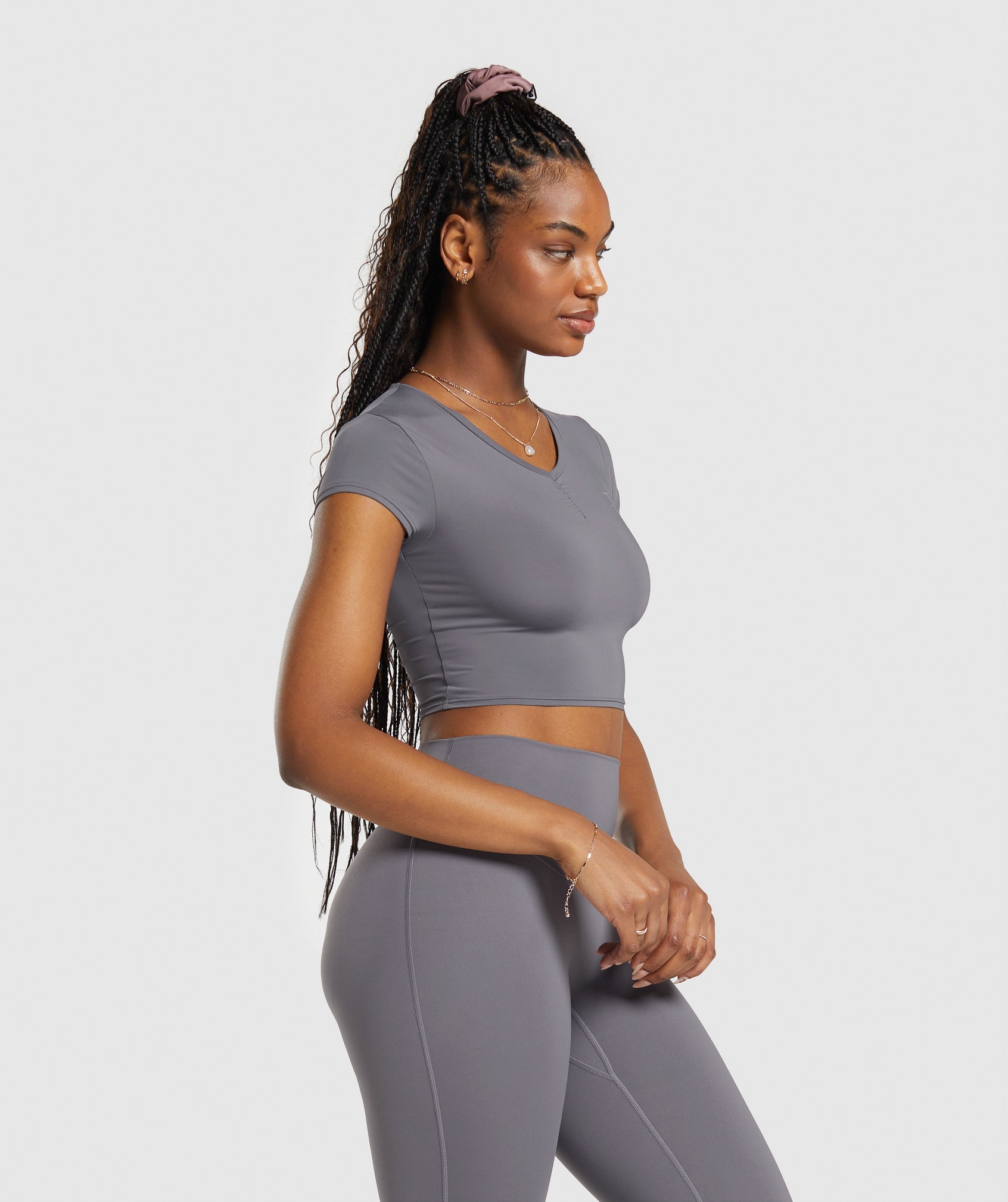 Elevate Ruched Crop Top in Brushed Grey - view 3