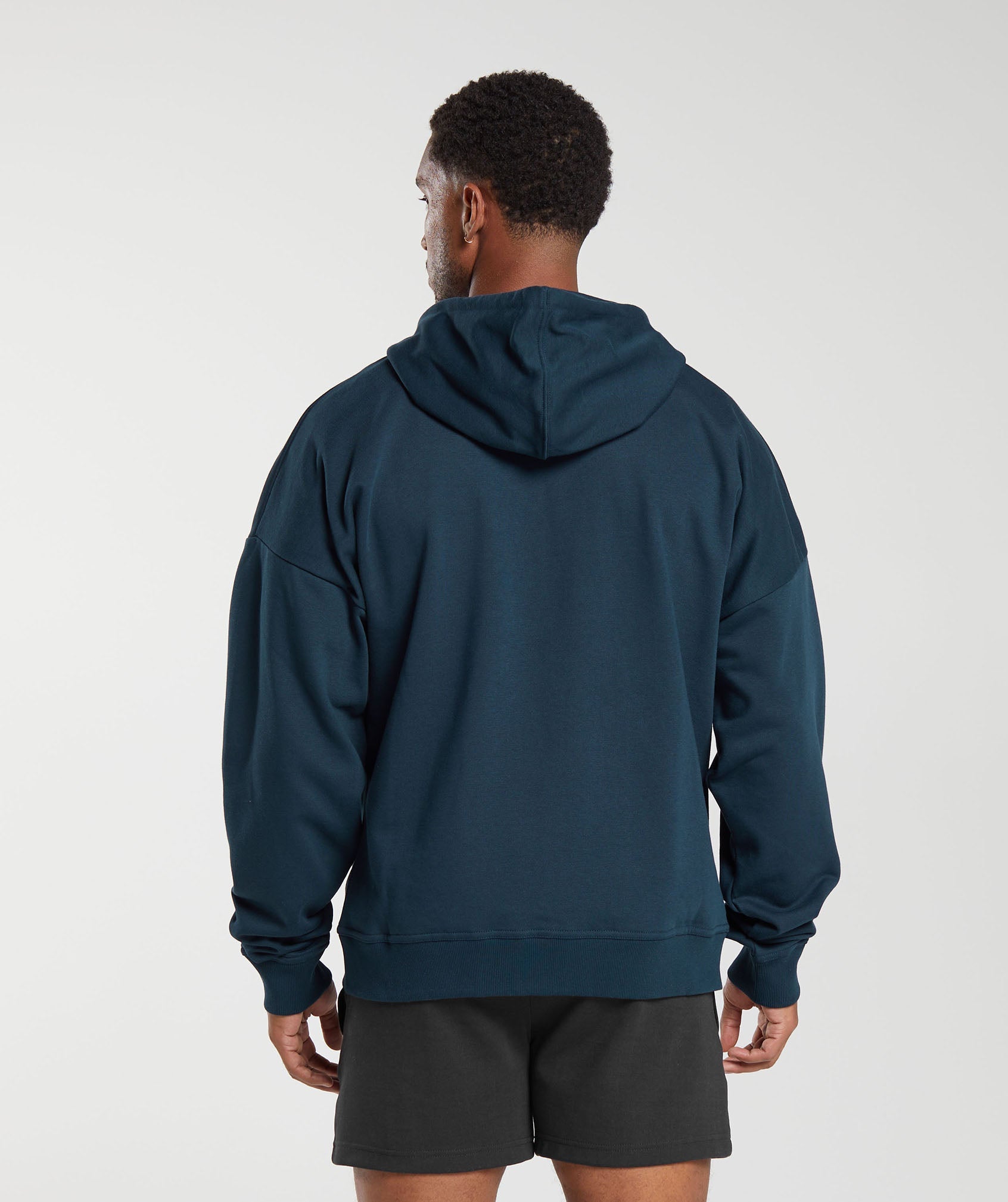 Crest Oversized Zip Up Hoodie in Navy - view 2