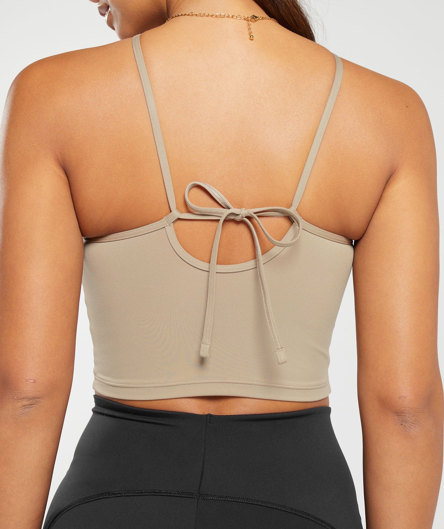 Everyday Halter Neck Ribbon Tank in Soft Brown - view 6