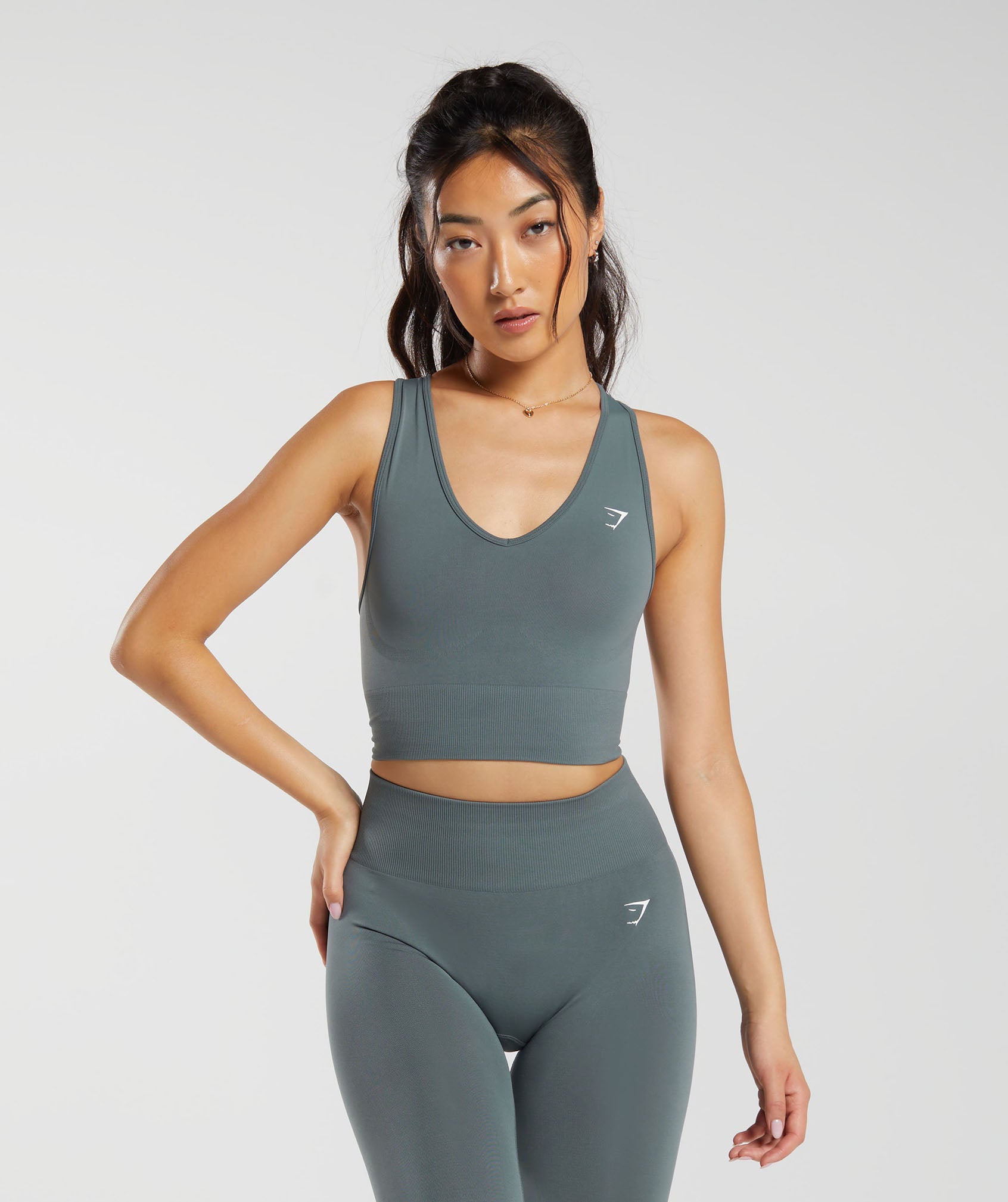 Gymshark Strappy Crop Cami Tank - Light Sage Green