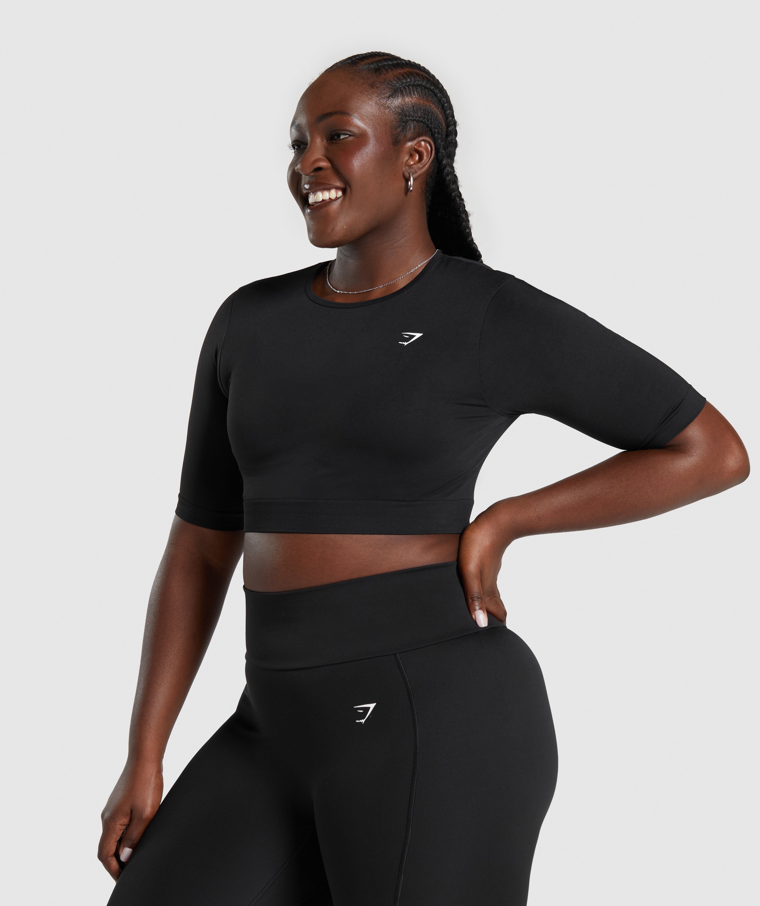 Everyday Seamless Crop Top in Black - view 6