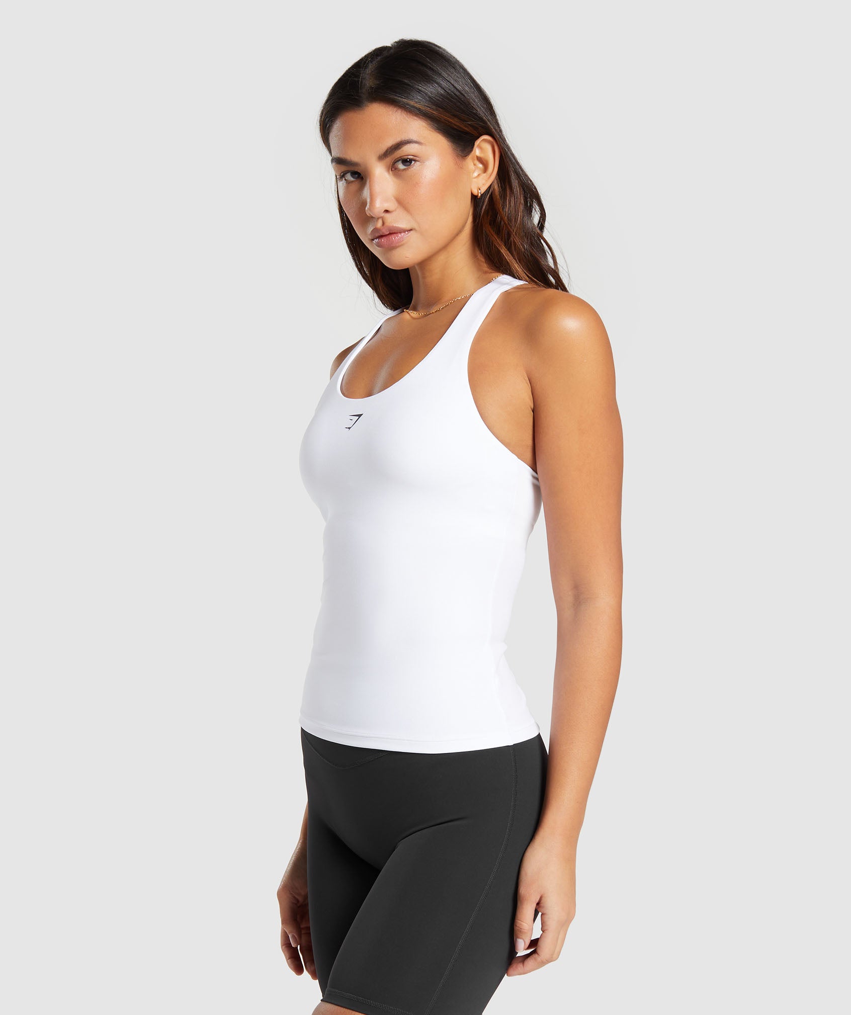 Gymshark Halter Neck Cami with Shelf - White