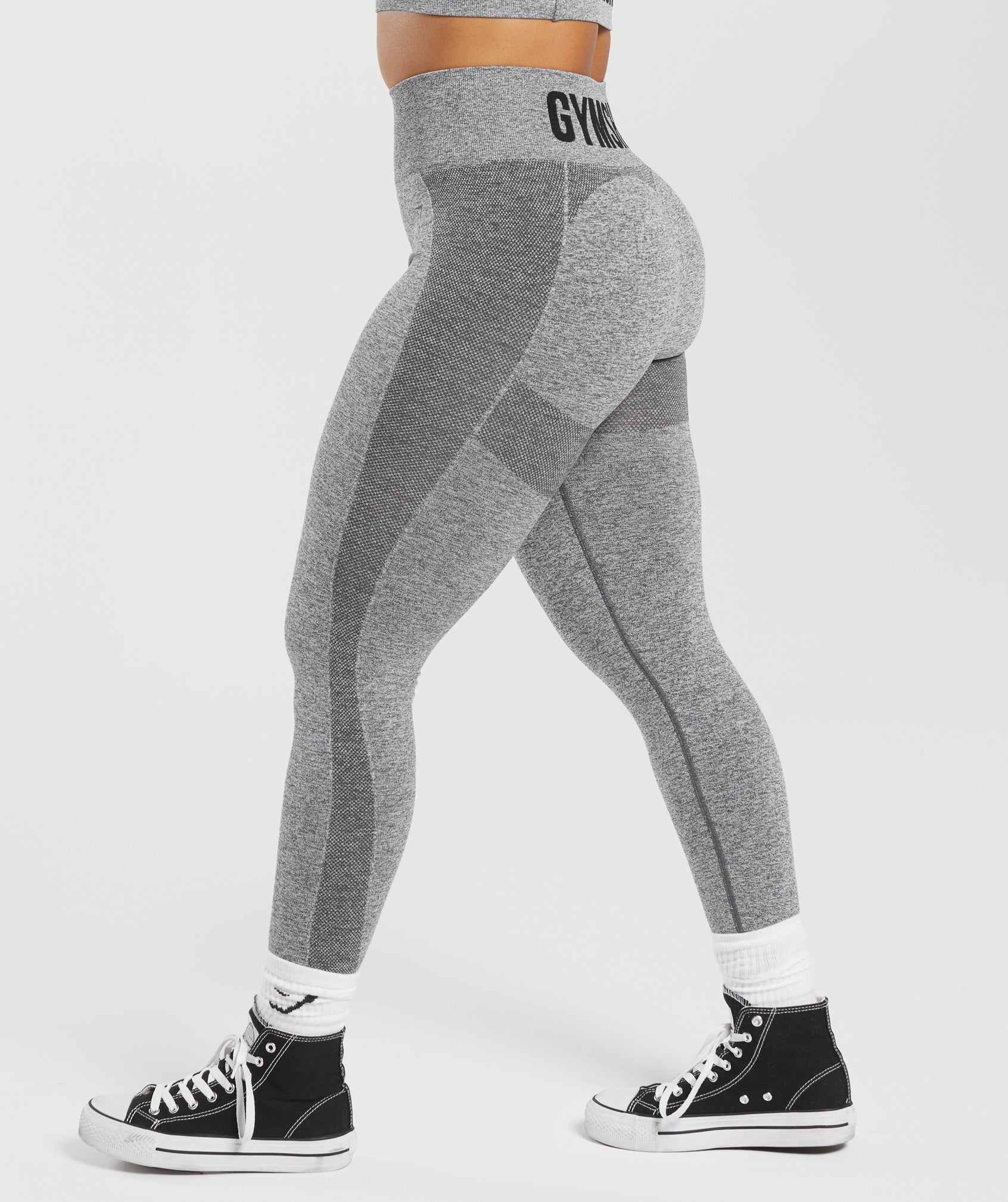 Gymshark Gymshark Flex High Waisted Leggings - Charcoal Marl on Marmalade