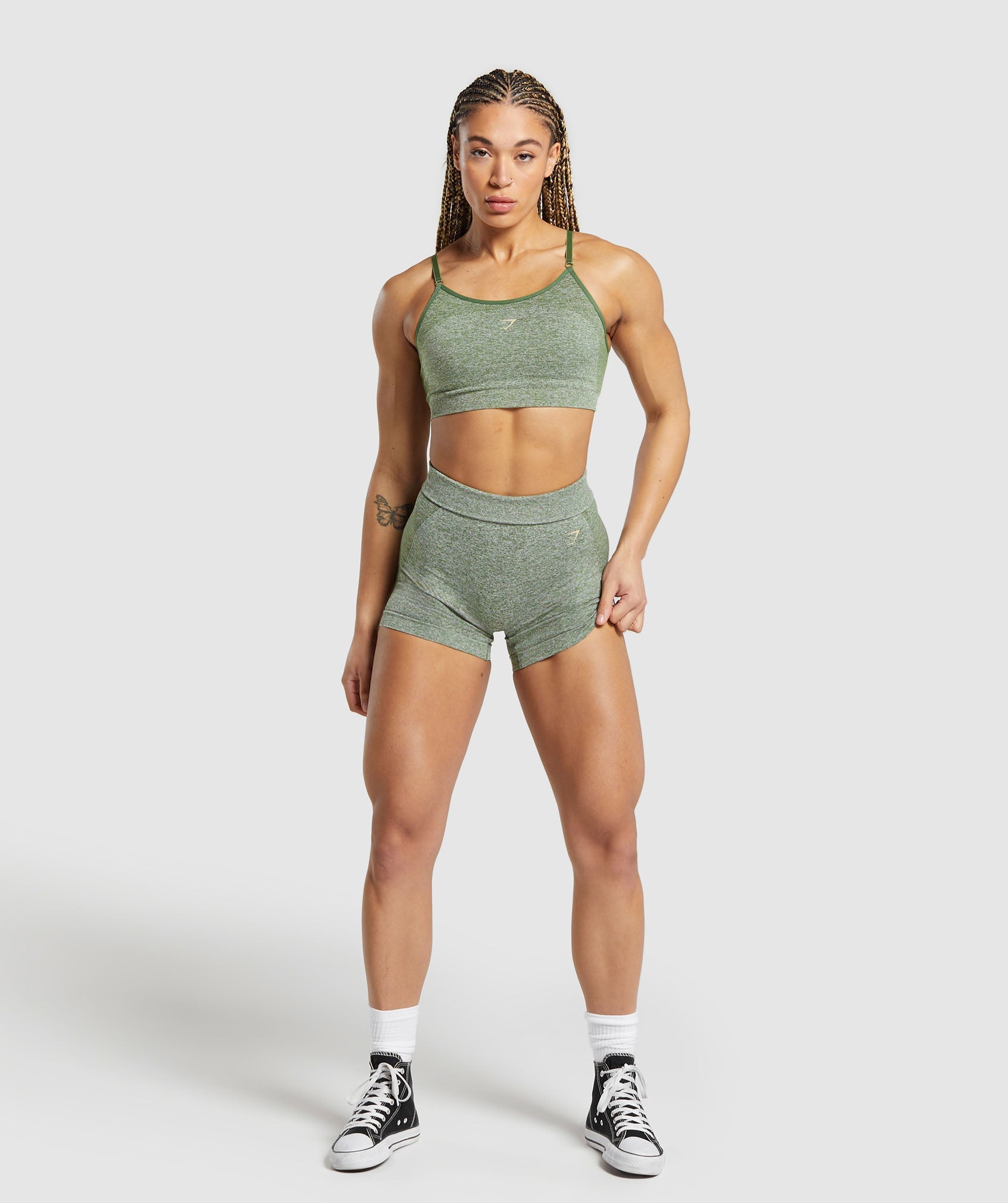 Flex Strappy Sports Bra in Force Green/Vanilla Beige - view 4