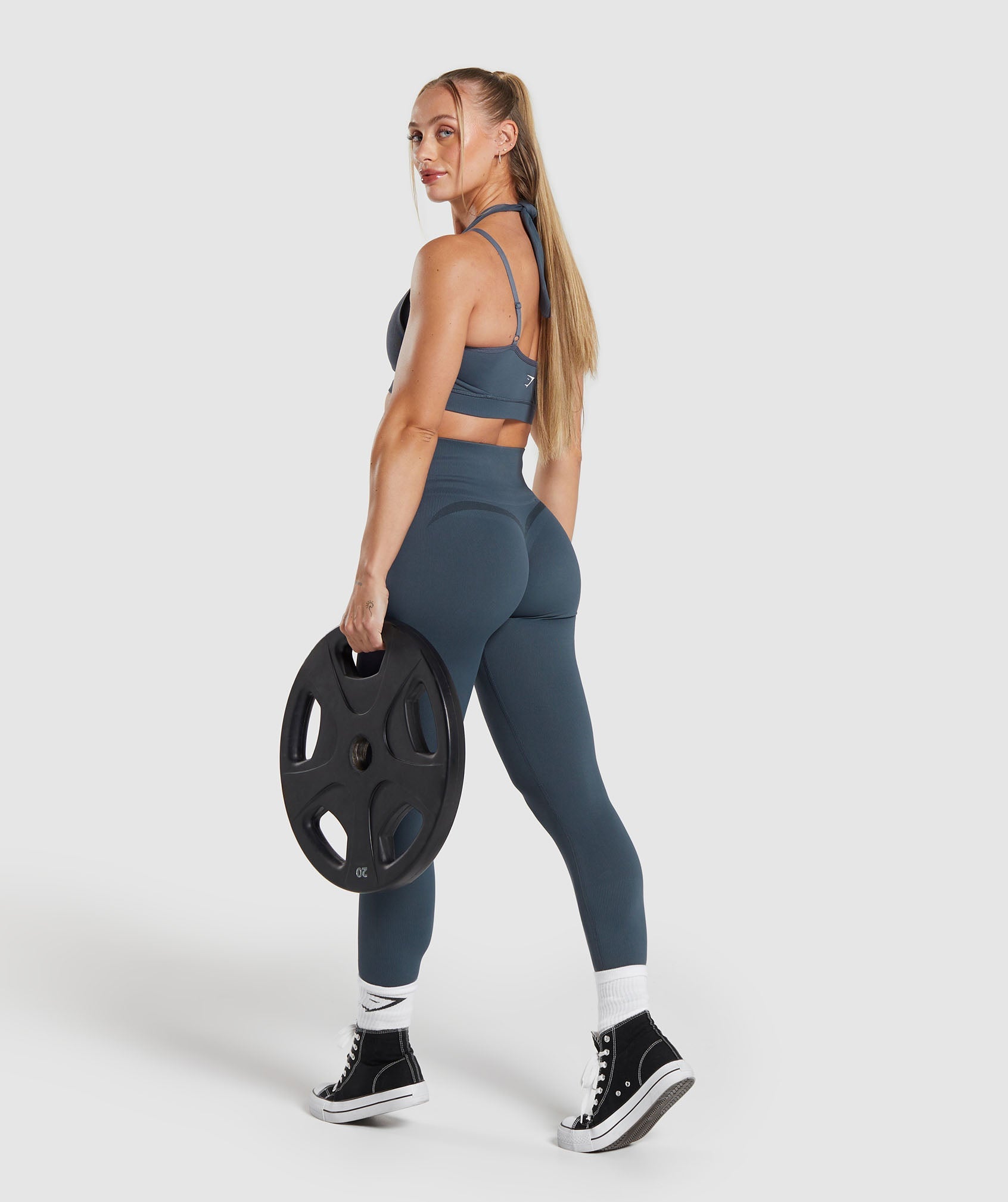 Gains Seamless Leggings in Titanium Blue - view 4