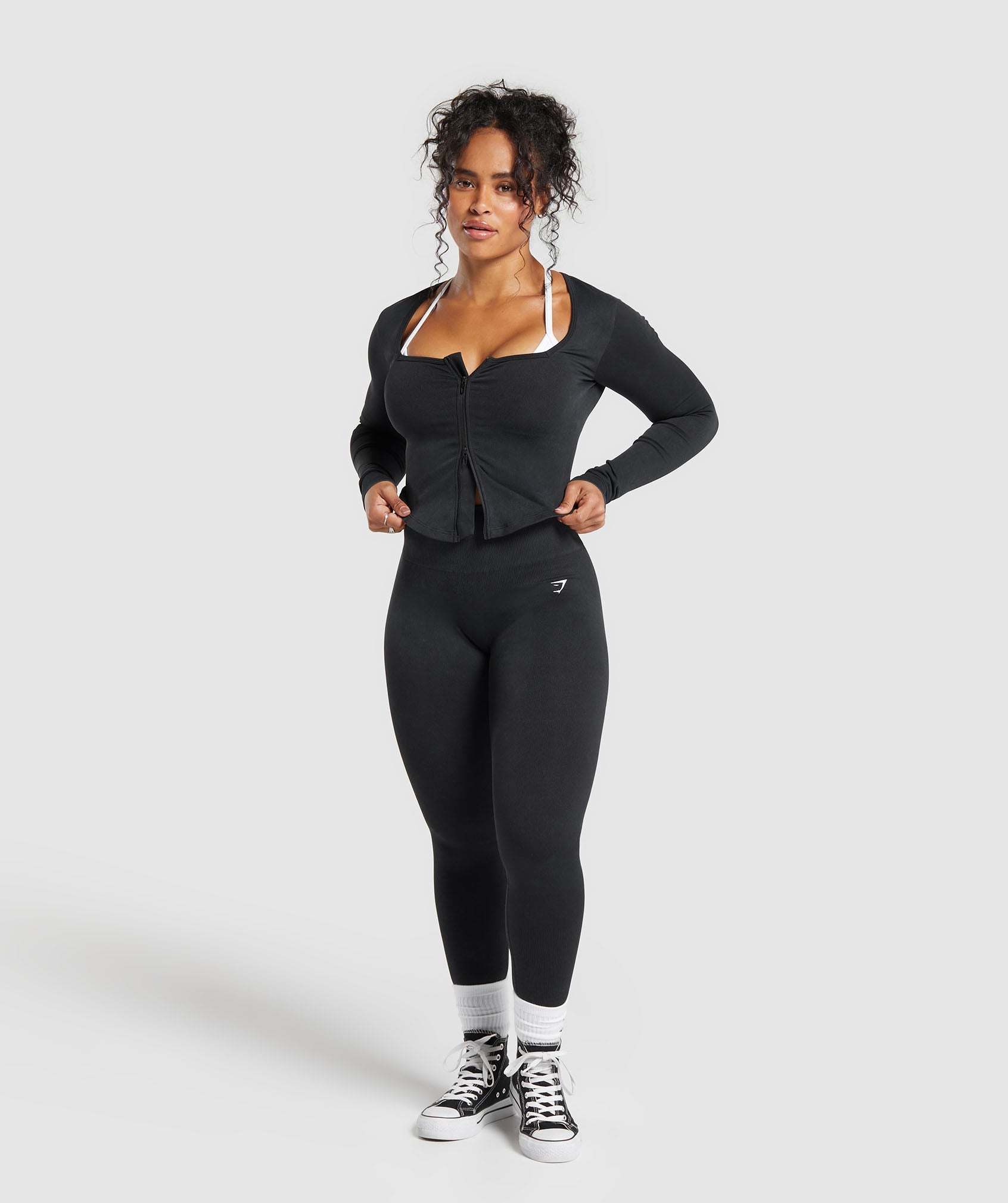 Gains Seamless Zip Up in Black - view 4