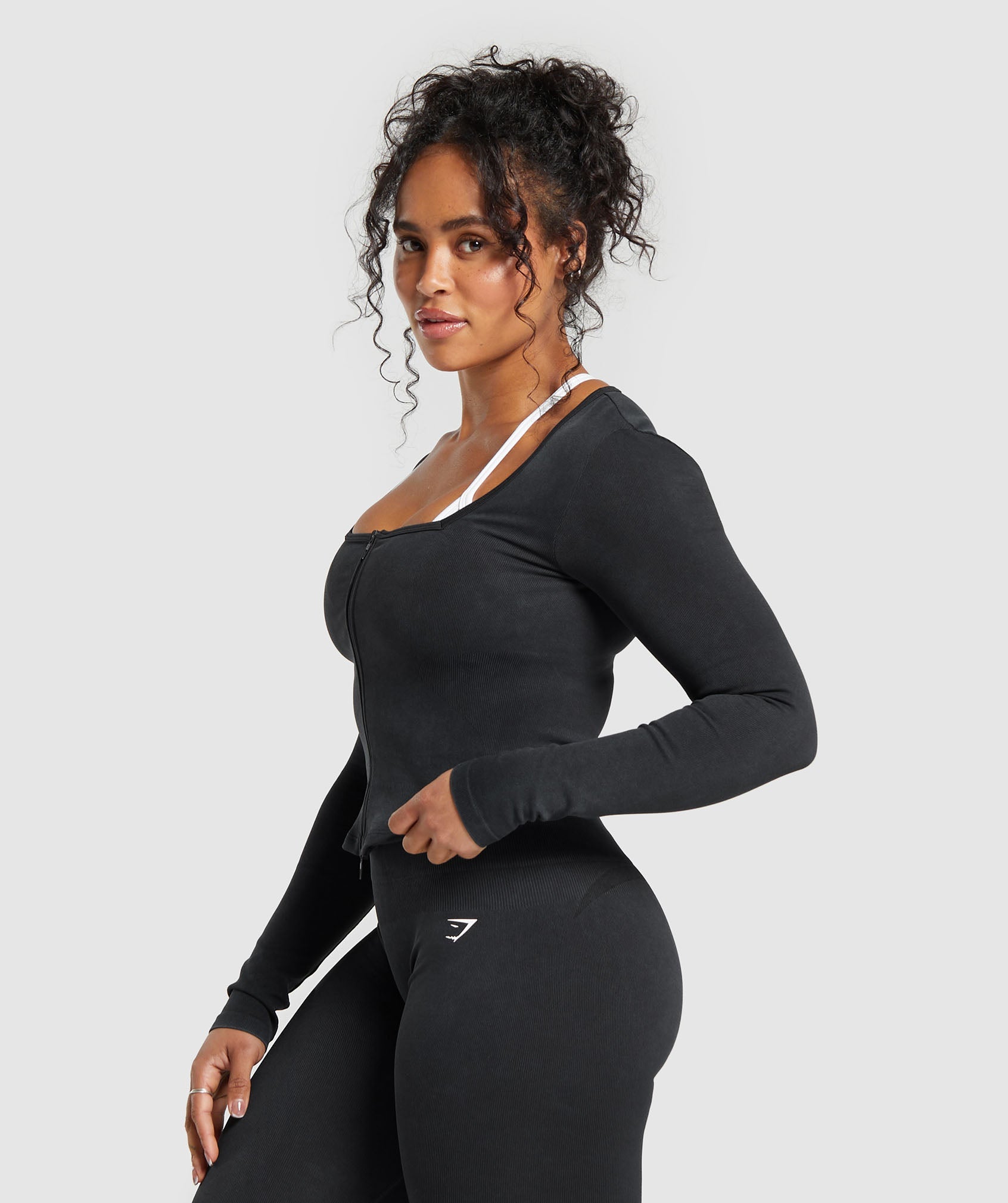 Gains Seamless Zip Up in Black - view 3