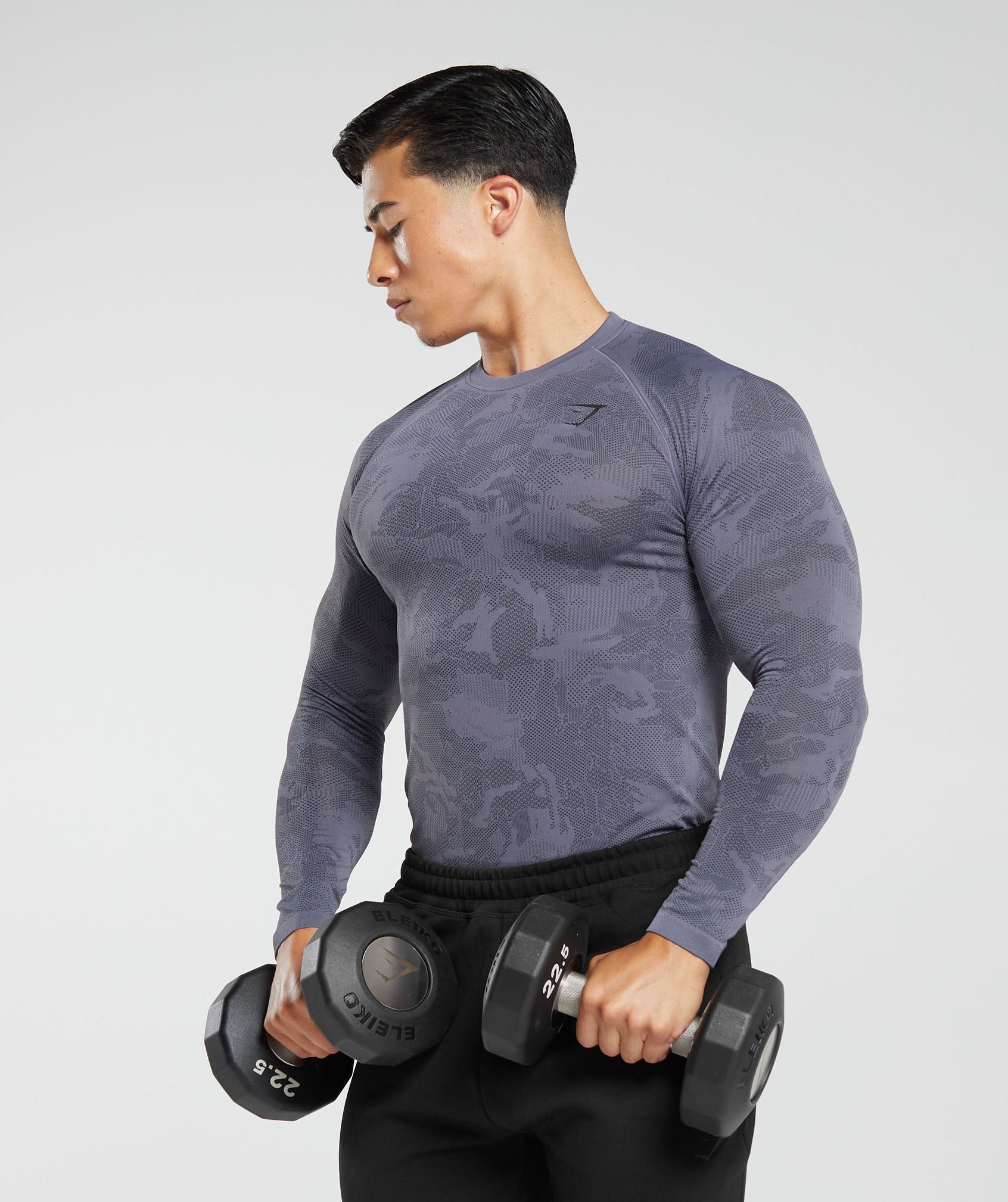 Gymshark Geo Seamless Long Sleeve T-Shirt - Dewberry Purple/Black