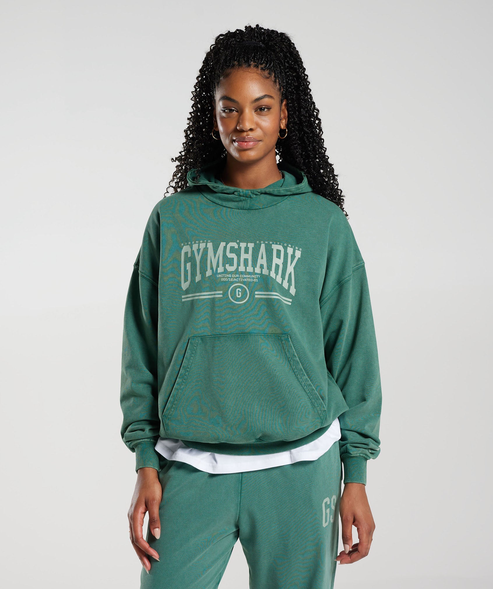 Collegiate Oversized Hoodie in Ink Teal