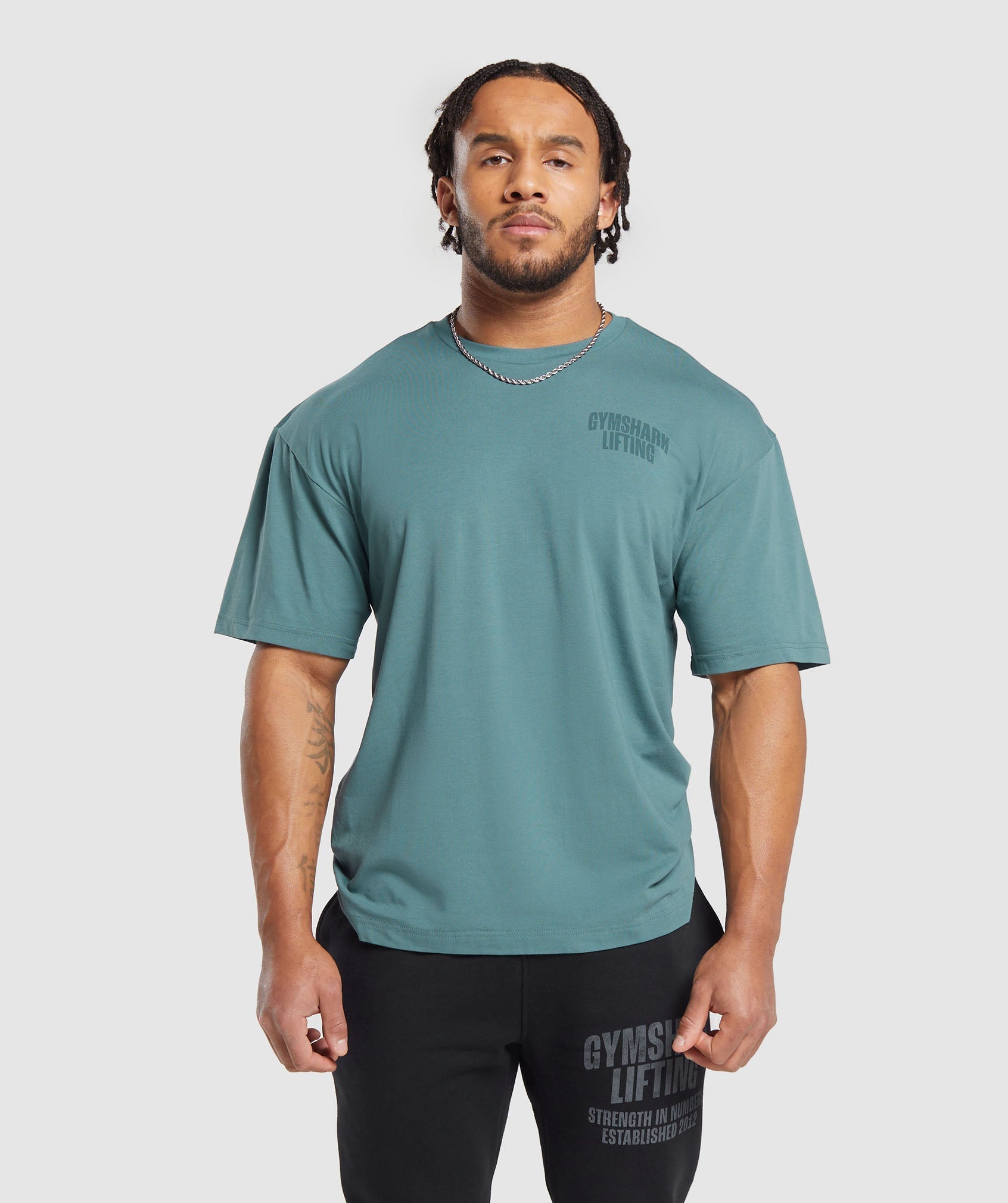 Lifting T-Shirt in Denim Teal - view 2