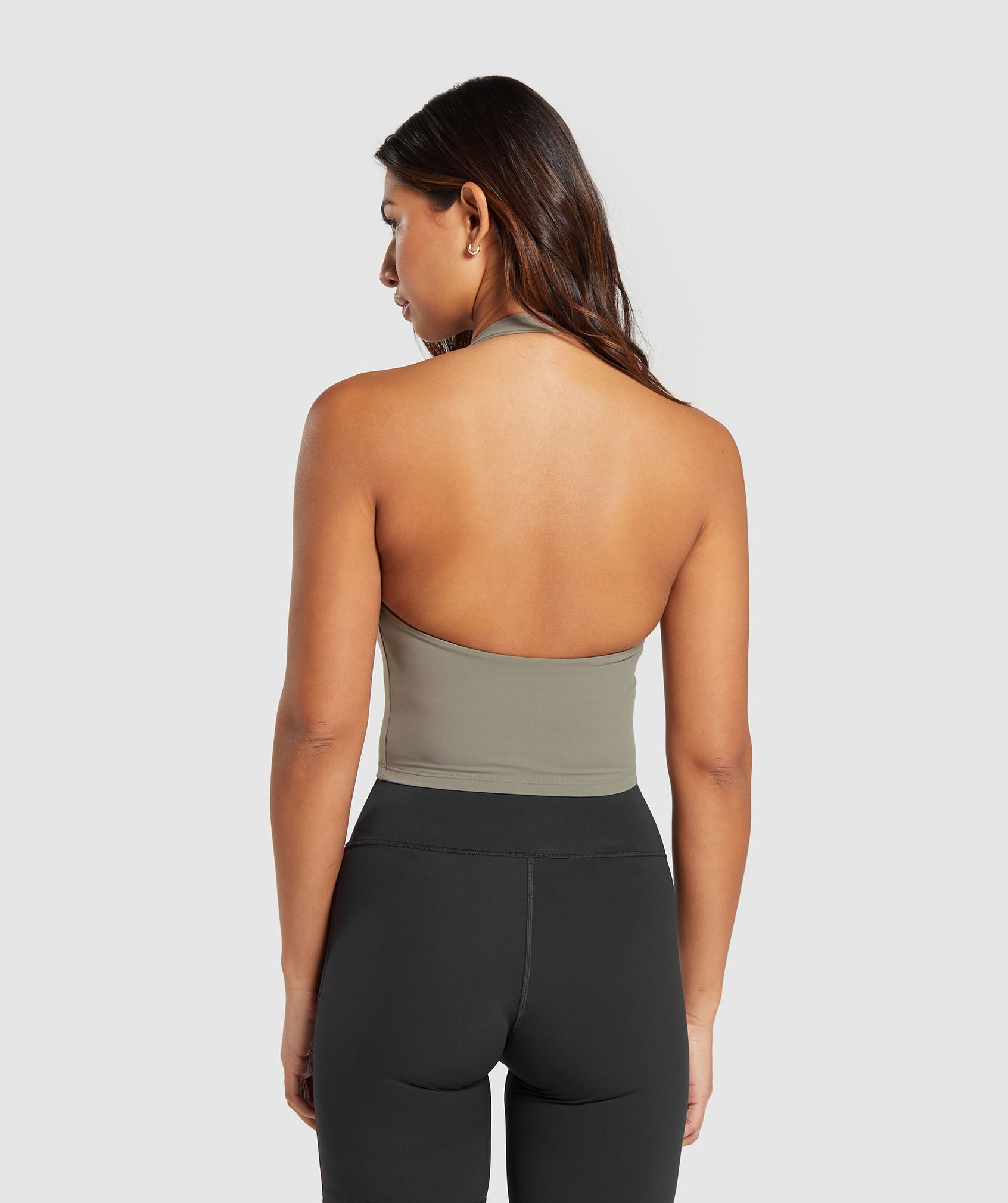 Gymshark Scoop Back Crop Tank - Camo Brown