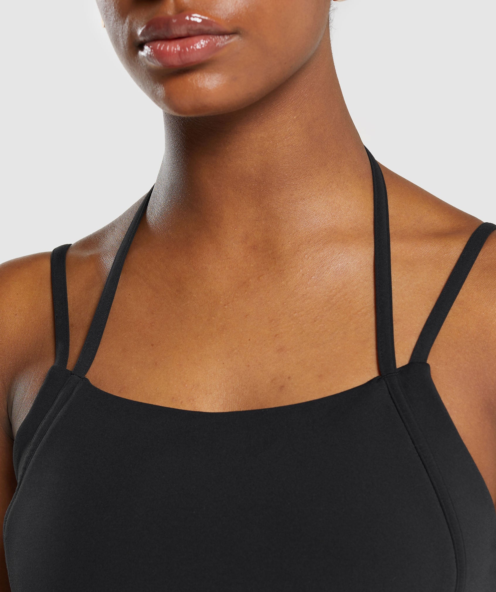 Halterneck Crop Cami Tank in Black - view 7