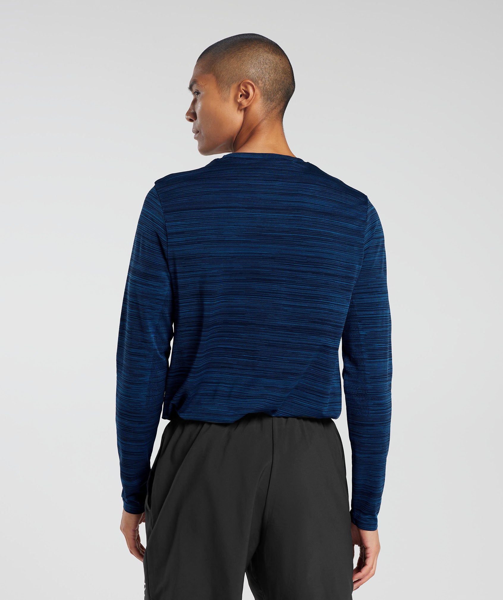 Heather Seamless Long Sleeve T-Shirt in Navy/Core Blue Marl - view 2