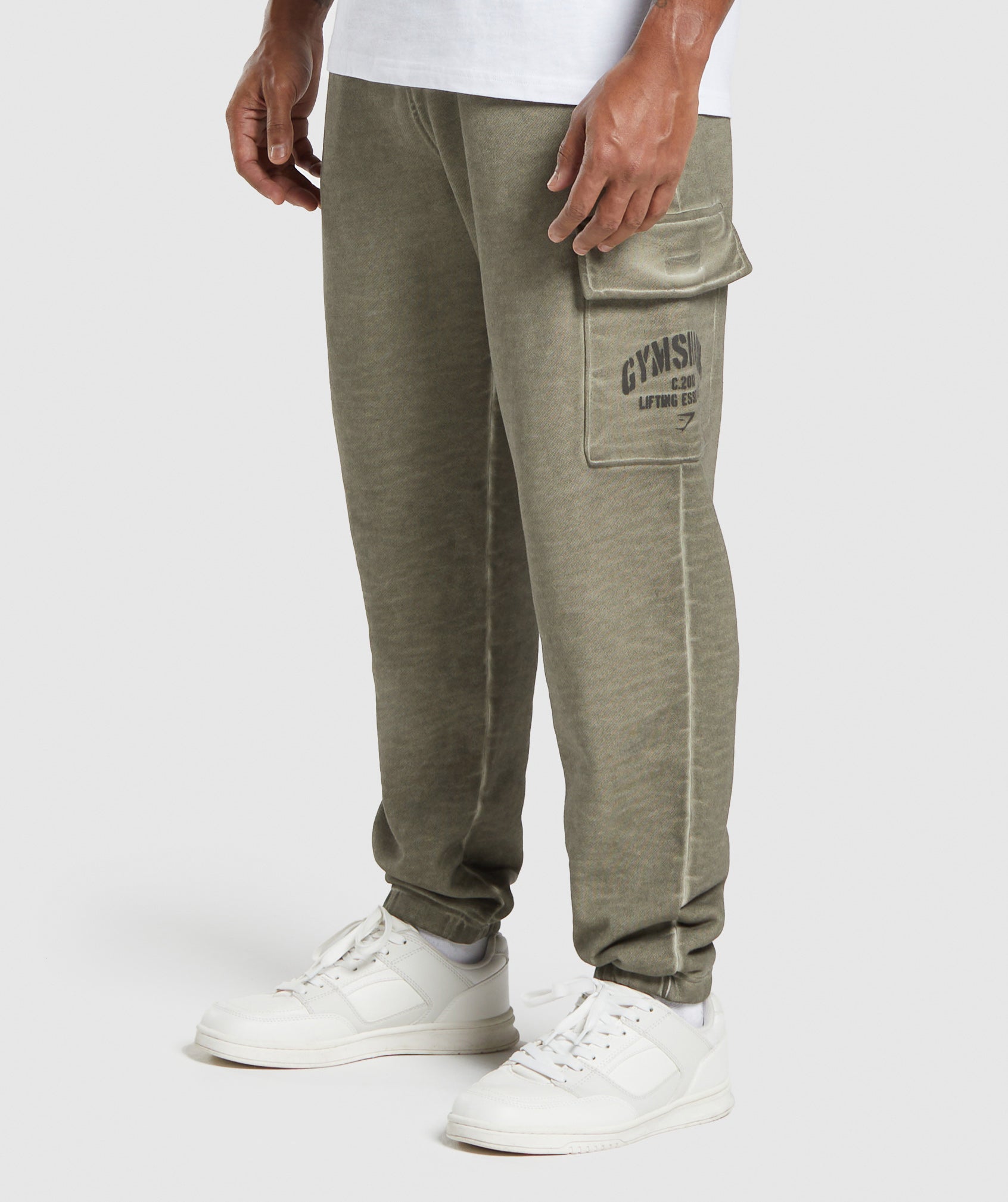 Heavyweight Washed Cargo Joggers in Utility Green - view 3