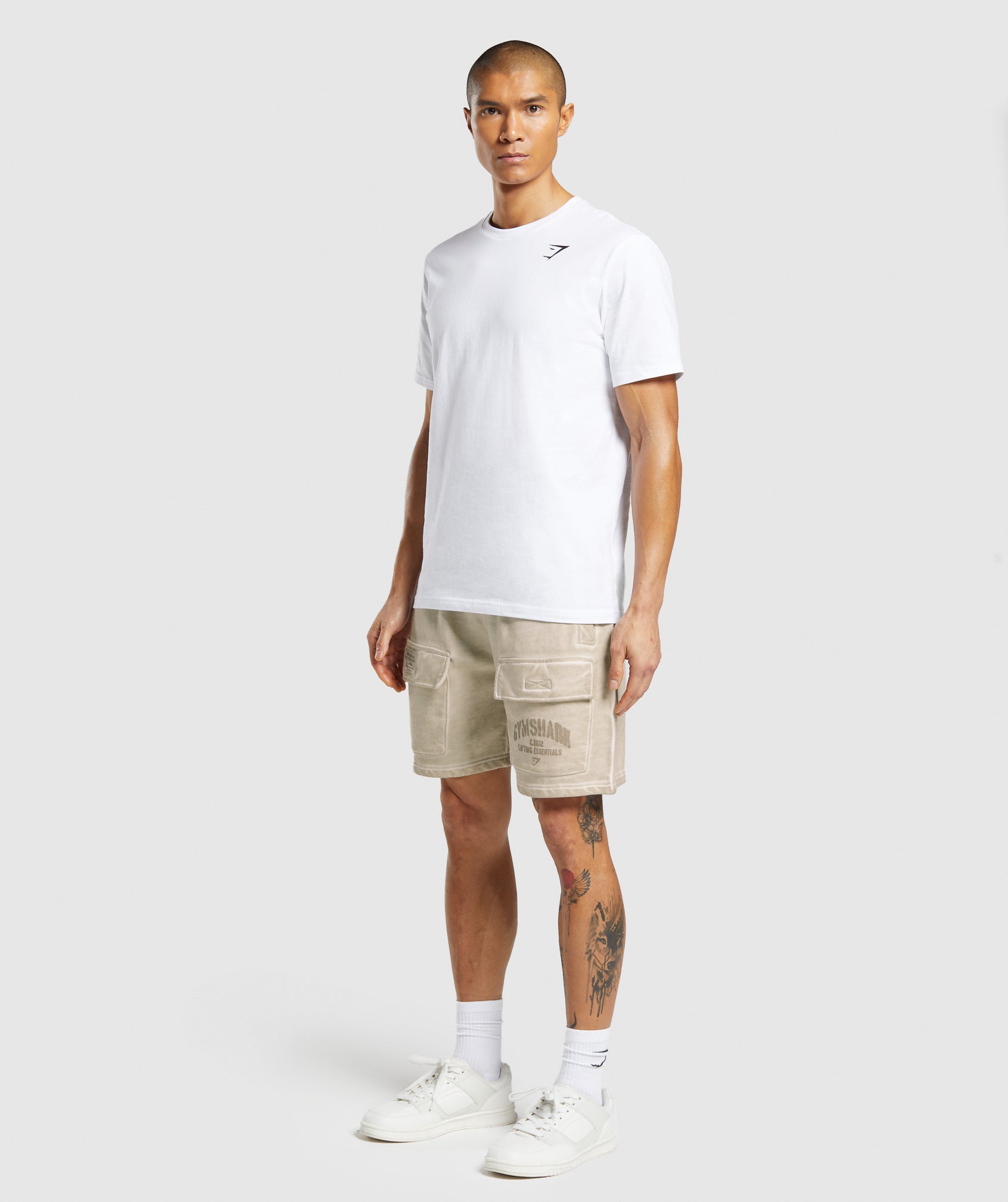 Heavyweight Washed Cargo Shorts in Pebble Grey - view 4