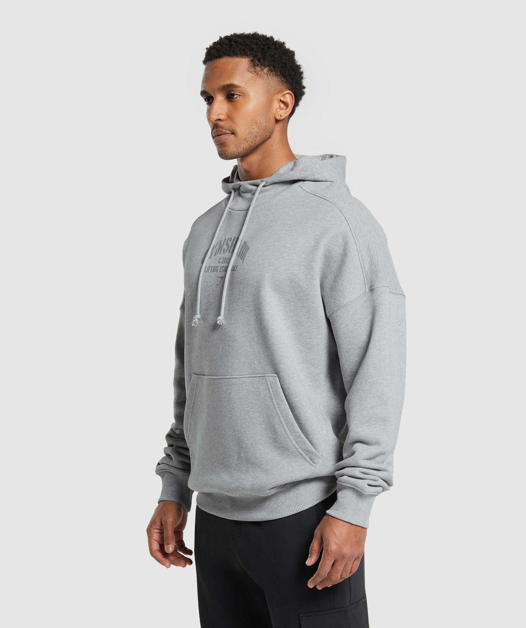 Heavyweight Washed Hoodie in Platinum Grey Marl - view 3