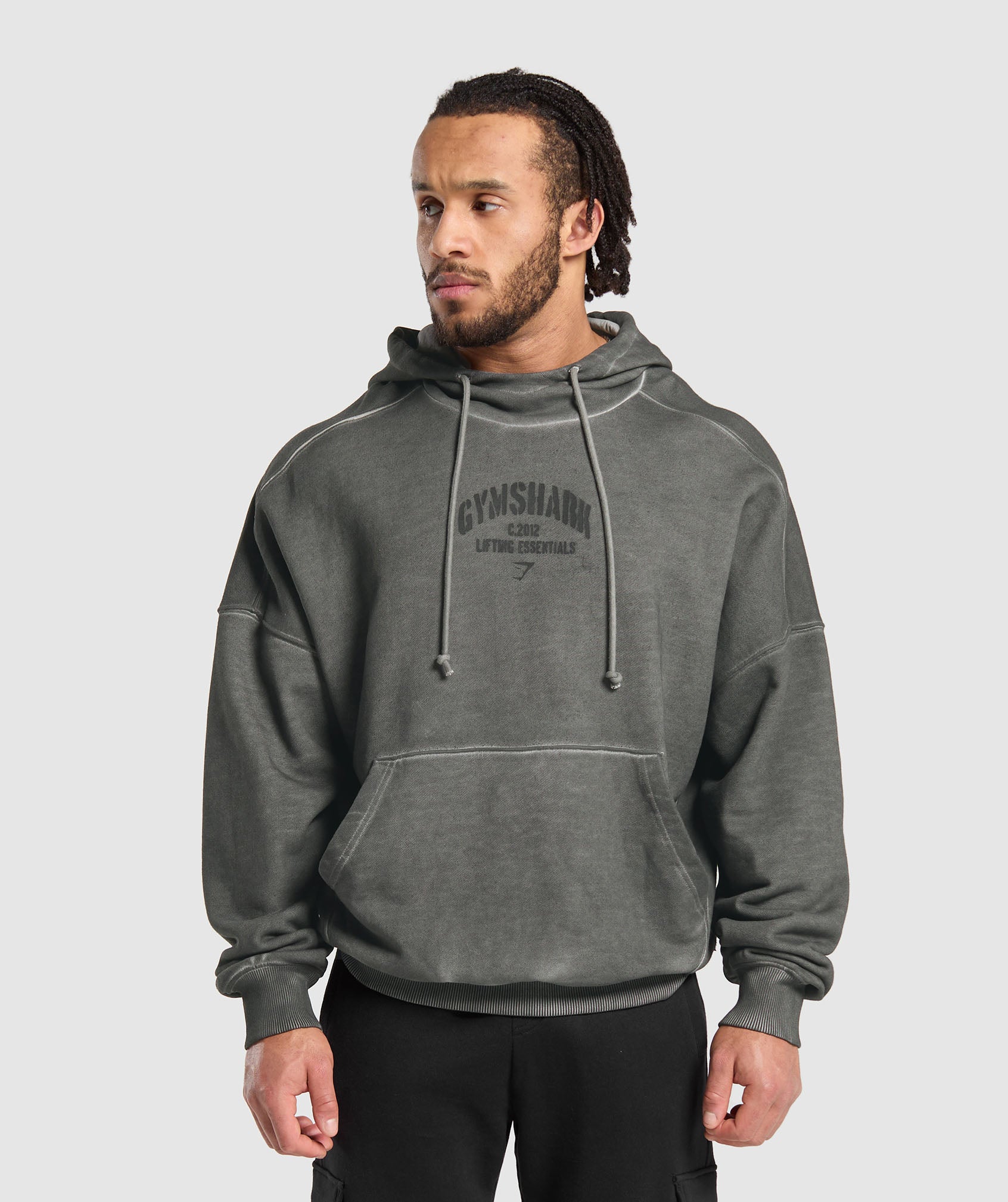 Heavyweight Washed Hoodie in Black - view 1