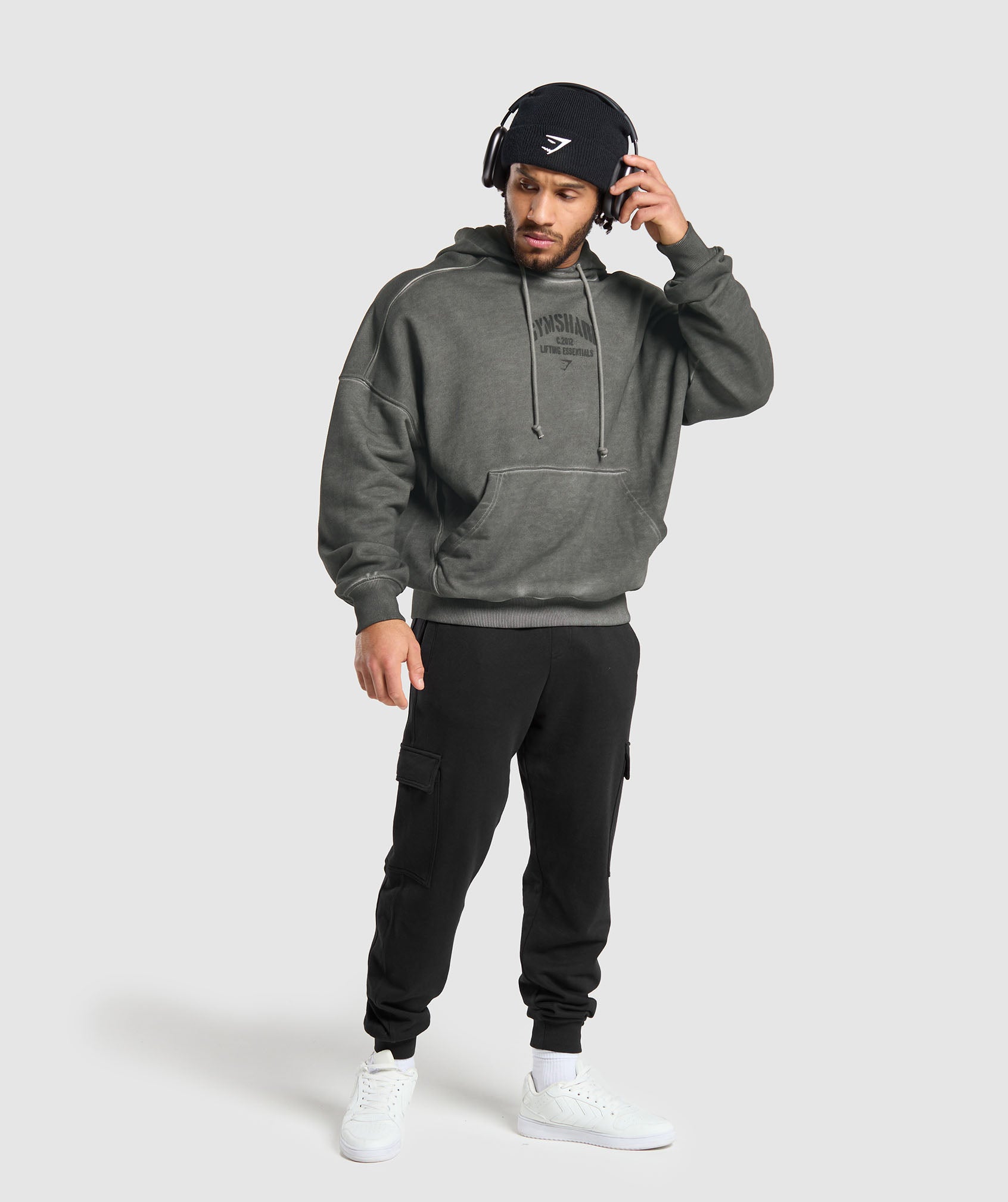 Heavyweight Washed Hoodie in Black - view 4