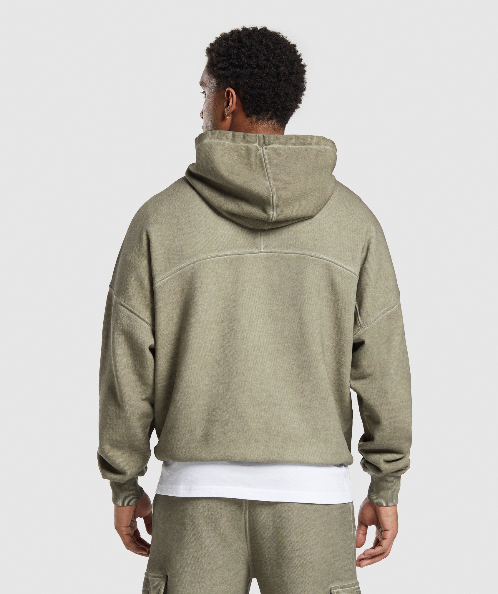 Heavyweight Washed Hoodie in Utility Green - view 2