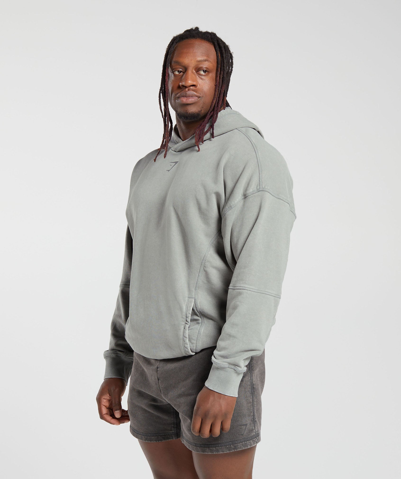 Heritage Washed Hoodie in Smokey Grey - view 7