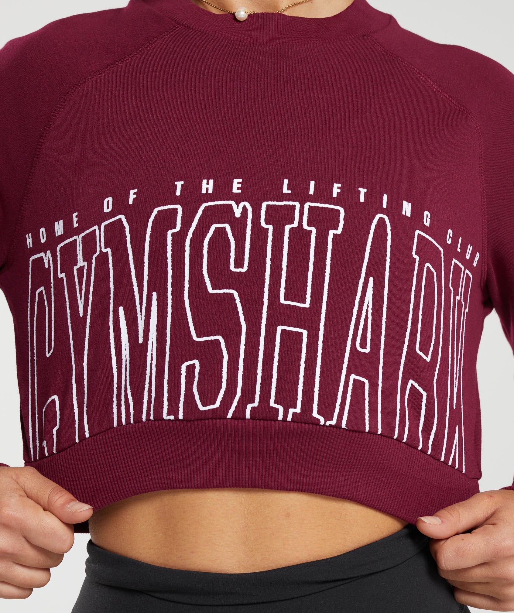Lifting Graphic Cropped Sweatshirt in Plum Pink - view 6