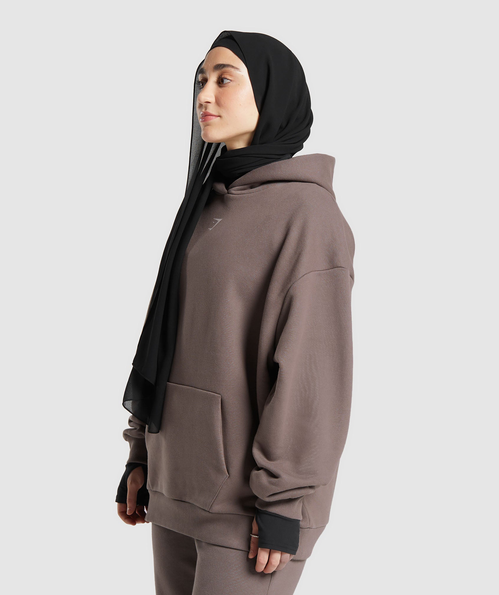 GS X Leana Deeb Oversized Graphic Hoodie in Dusty Brown - view 3