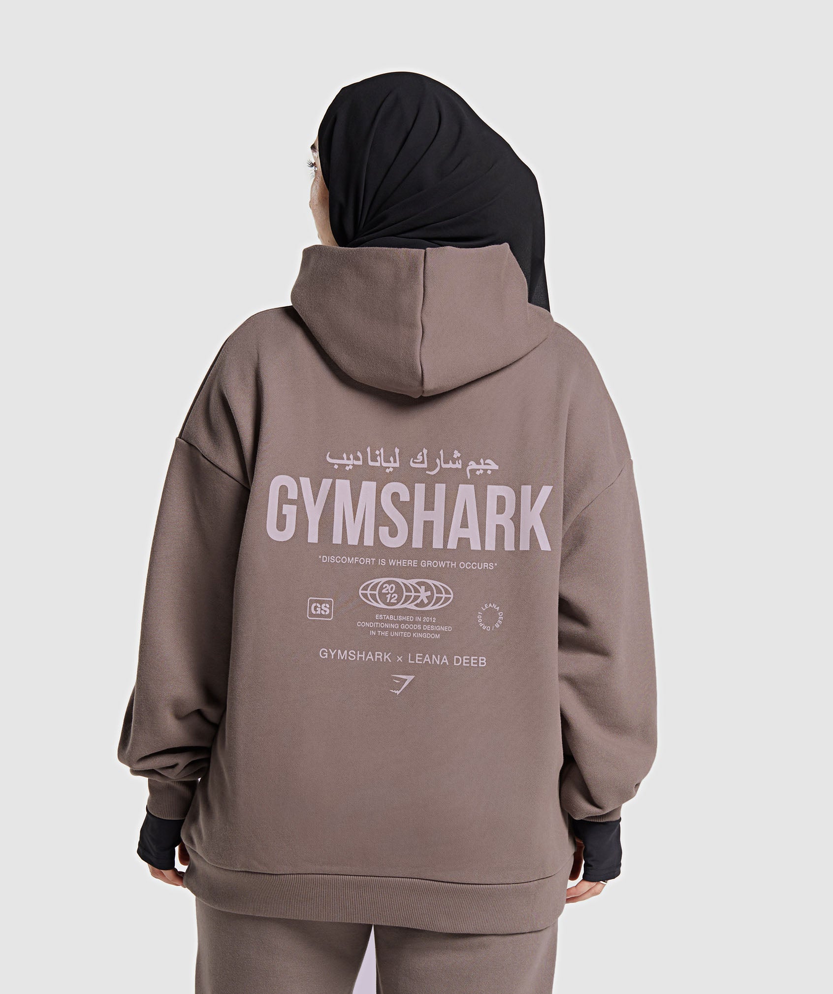 GS X Leana Deeb Oversized Graphic Hoodie in Dusty Brown - view 1