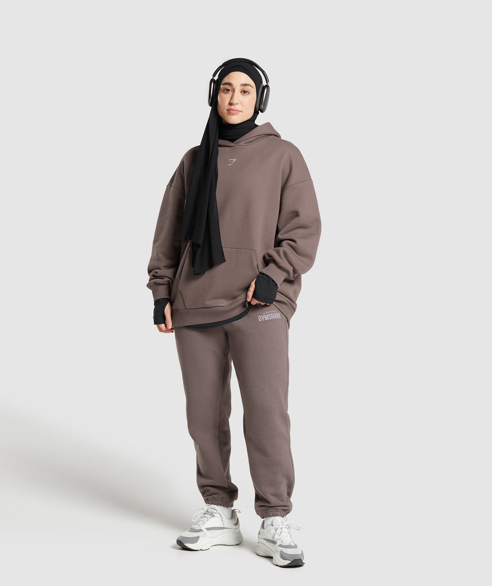 GS X Leana Deeb Oversized Graphic Hoodie in Dusty Brown - view 4