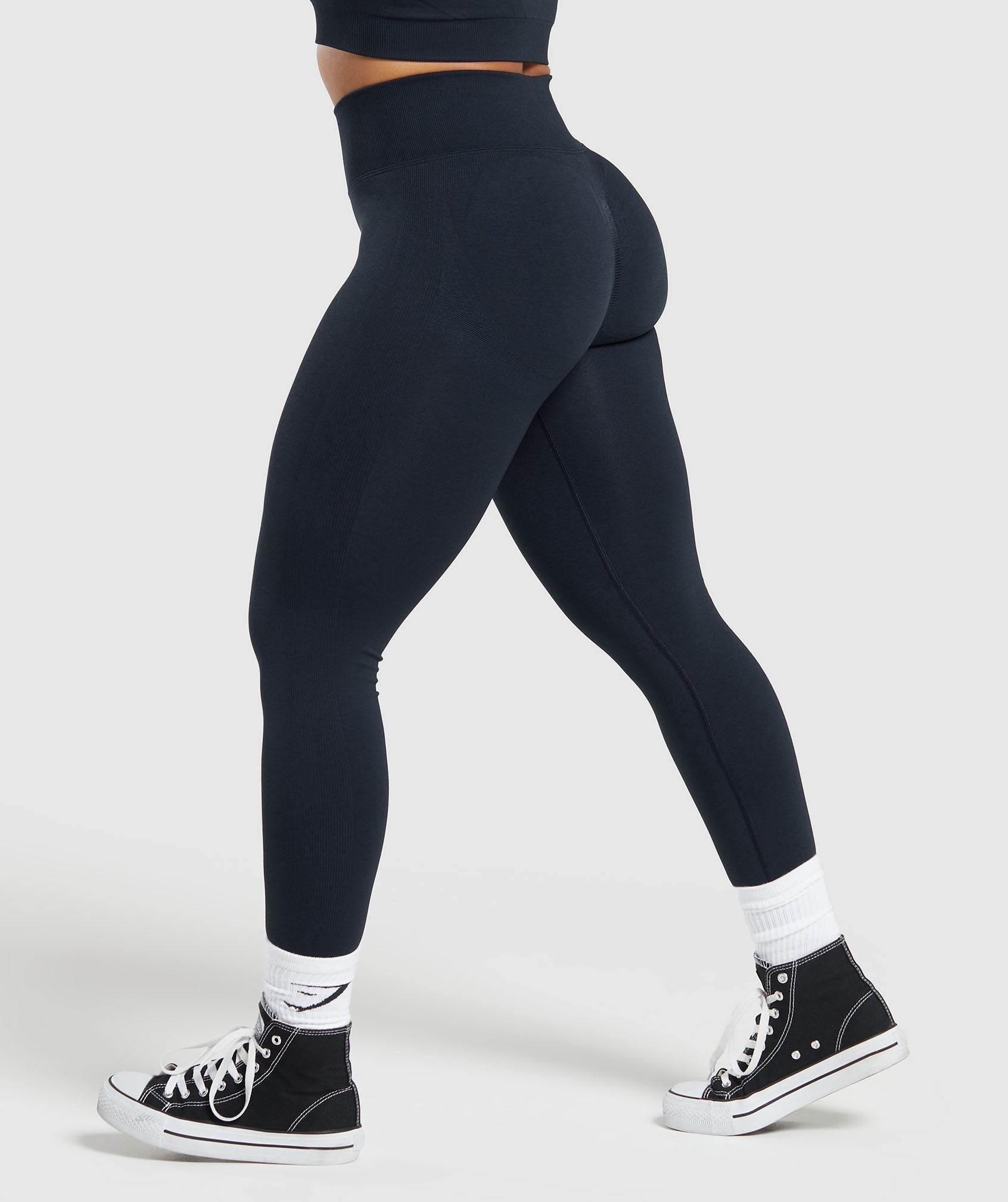 Gymshark Lift Contour Seamless Leggings - Black/Black Marl