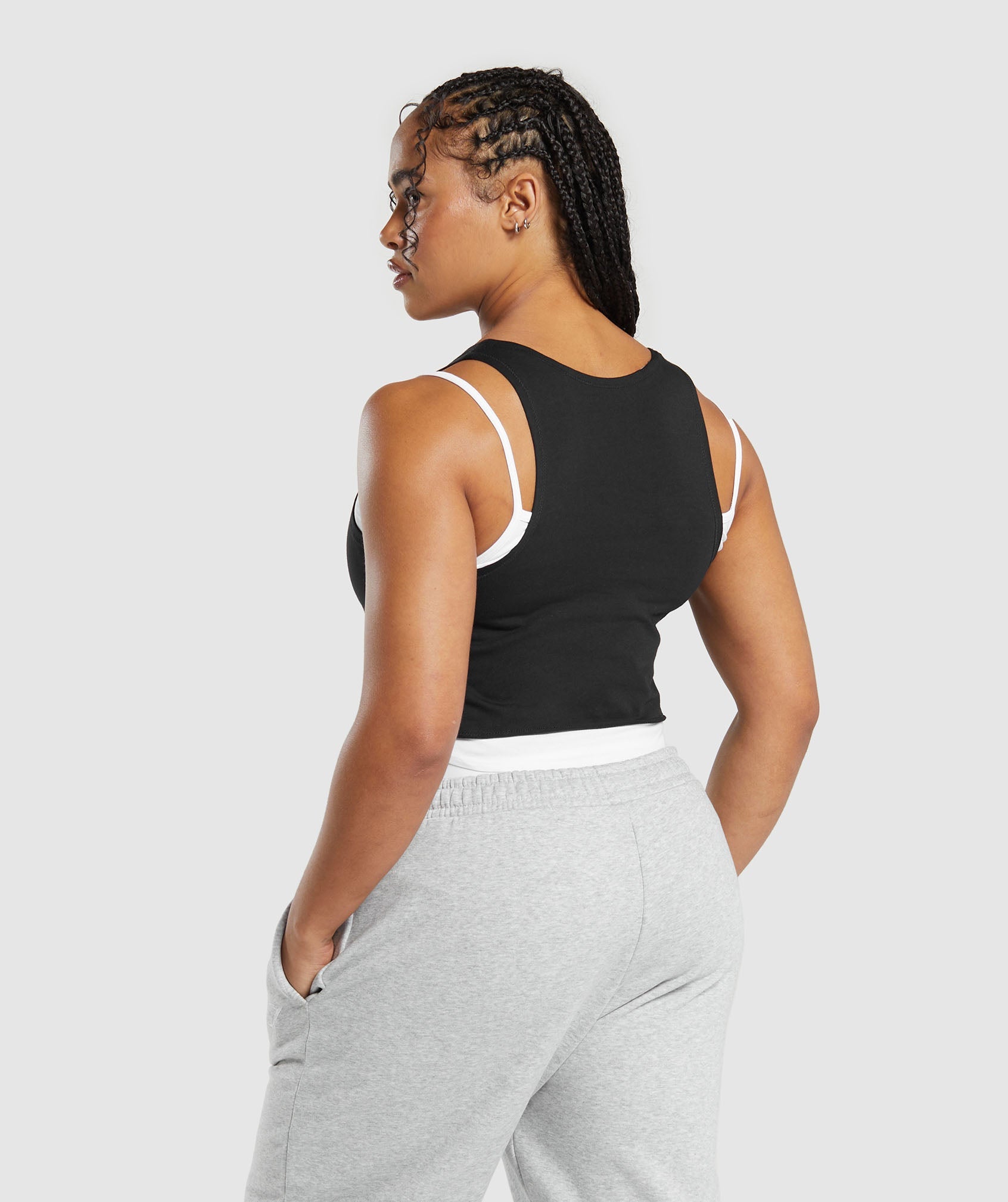 Lifting 2 In 1 Crop Tank in White/Black - view 2