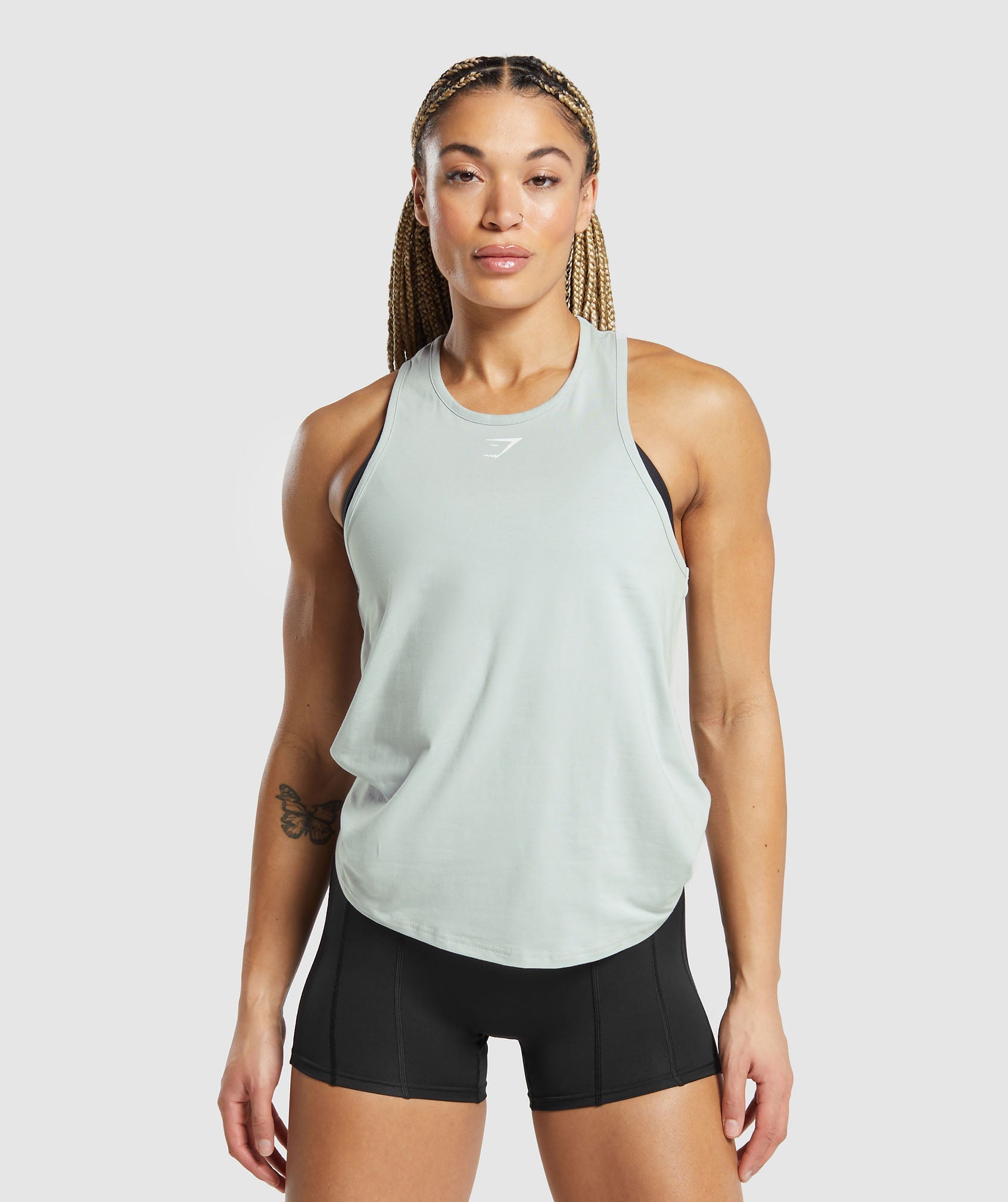 Training Cotton Tank in Light Grey