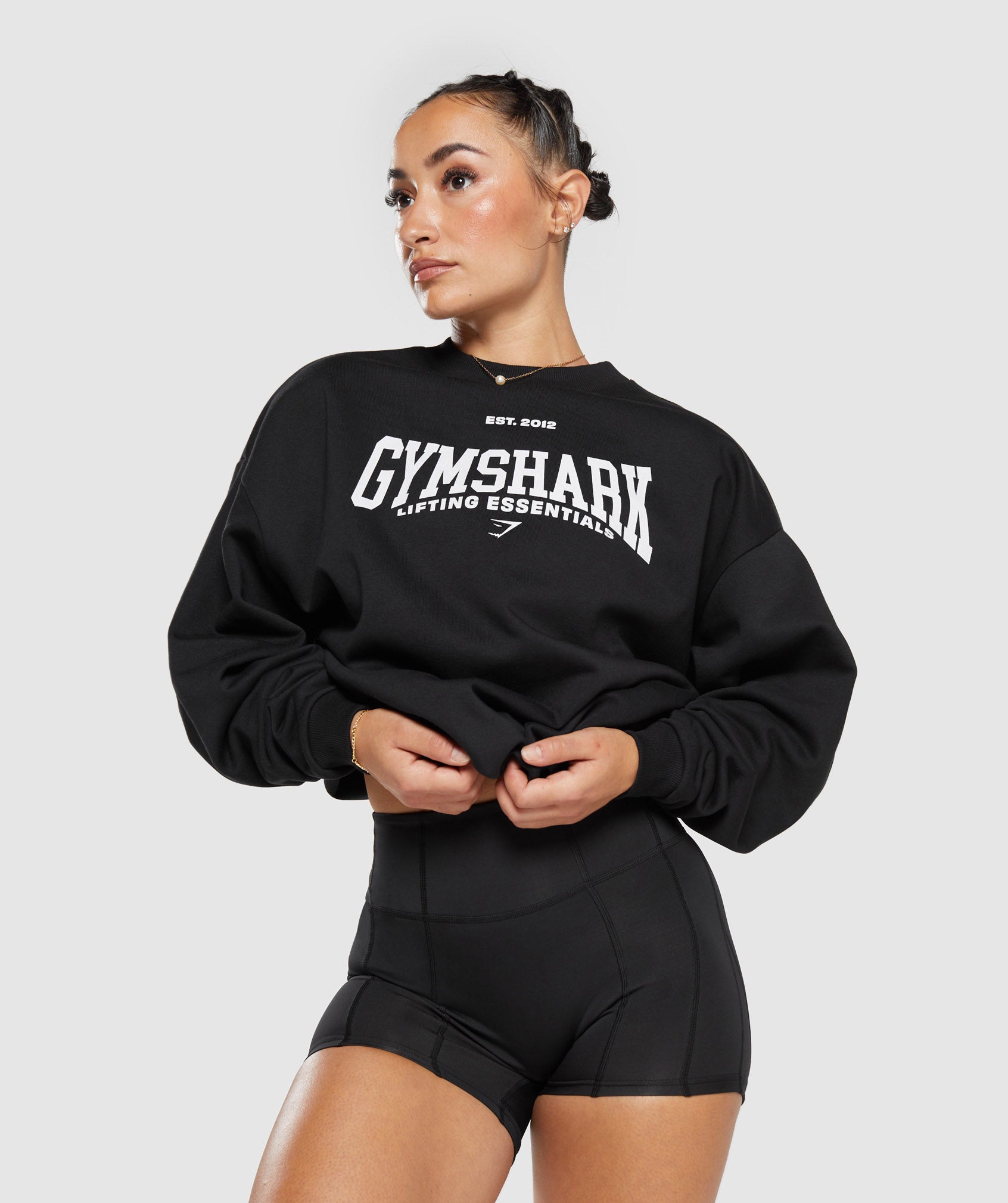 Lifting Essentials Graphic Oversized Sweatshirt in Black - view 3