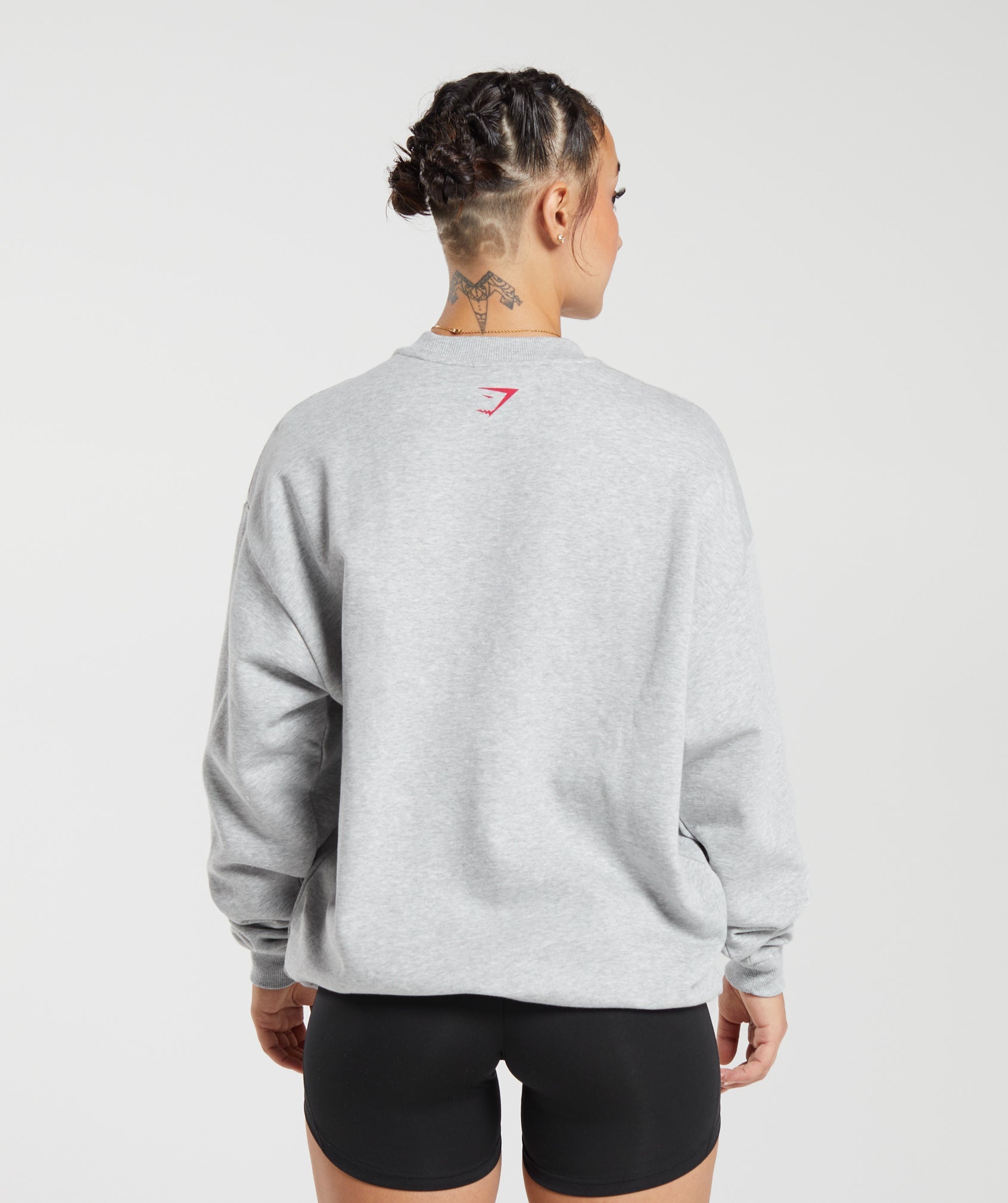 Lifting Essentials Graphic Oversized Sweatshirt in Light Grey Core Marl - view 2