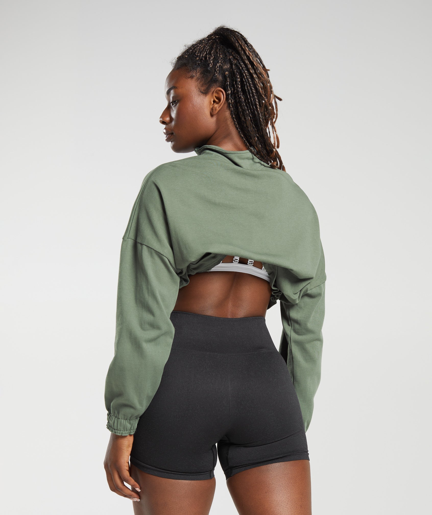 Lifting Lightweight 1/4 Zip Pullover in Dusk Green - view 4