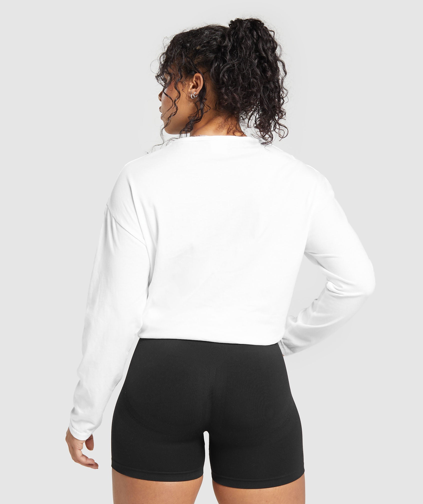 Training Oversized Cotton Long Sleeve Top in White - view 2