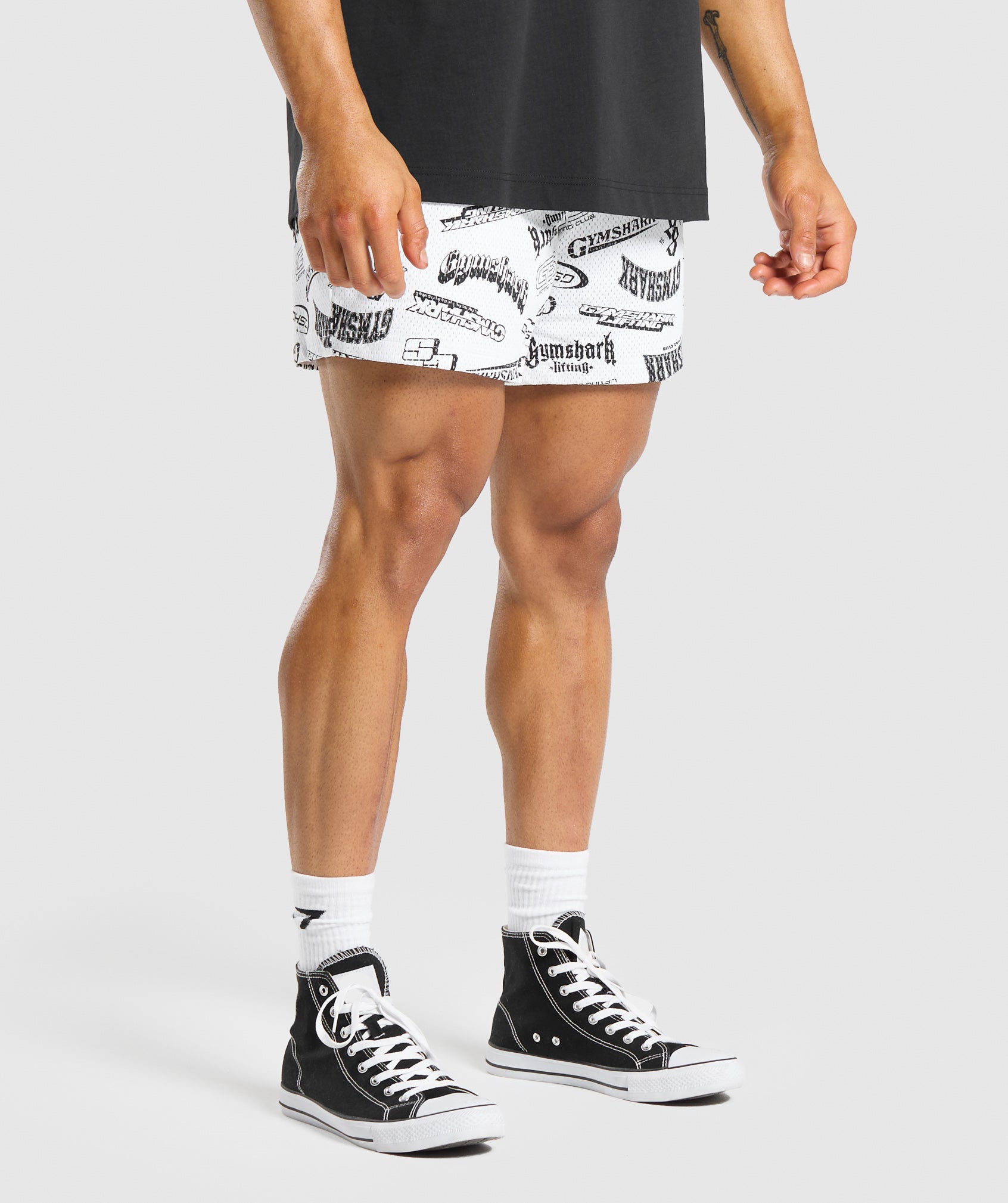 Logomania Mesh 5" Shorts in Black - view 3