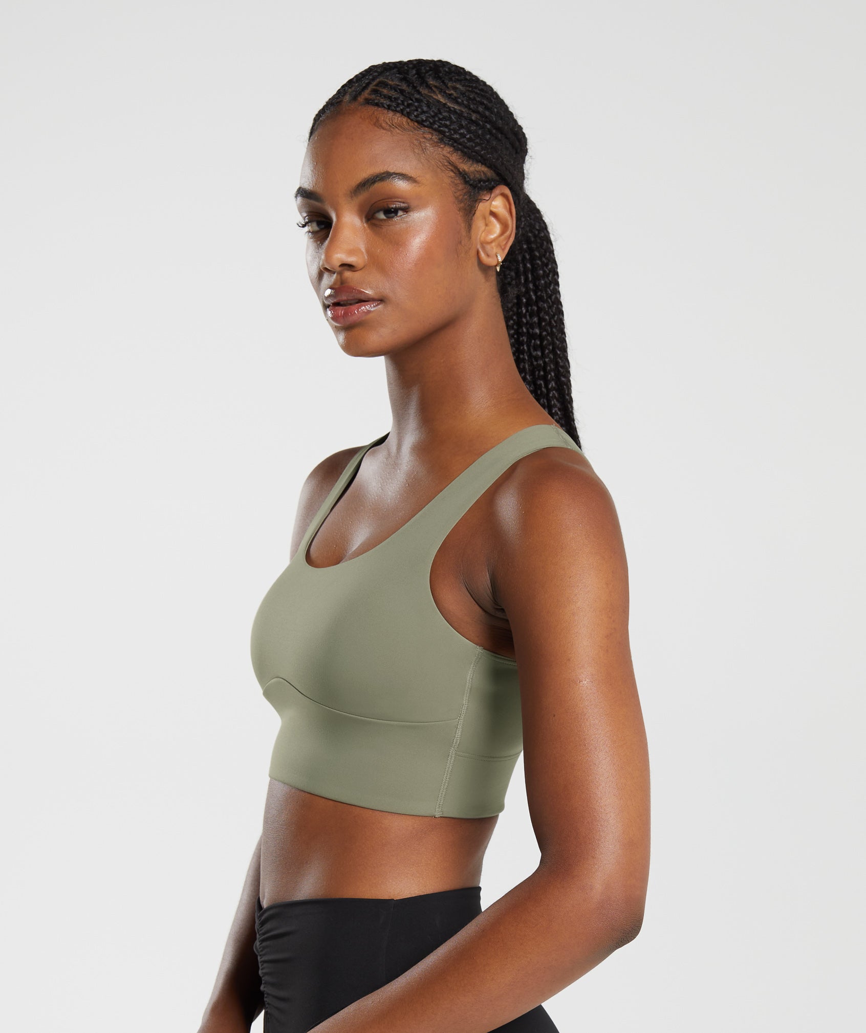 Longline Sports Bra in Linen Brown - view 3