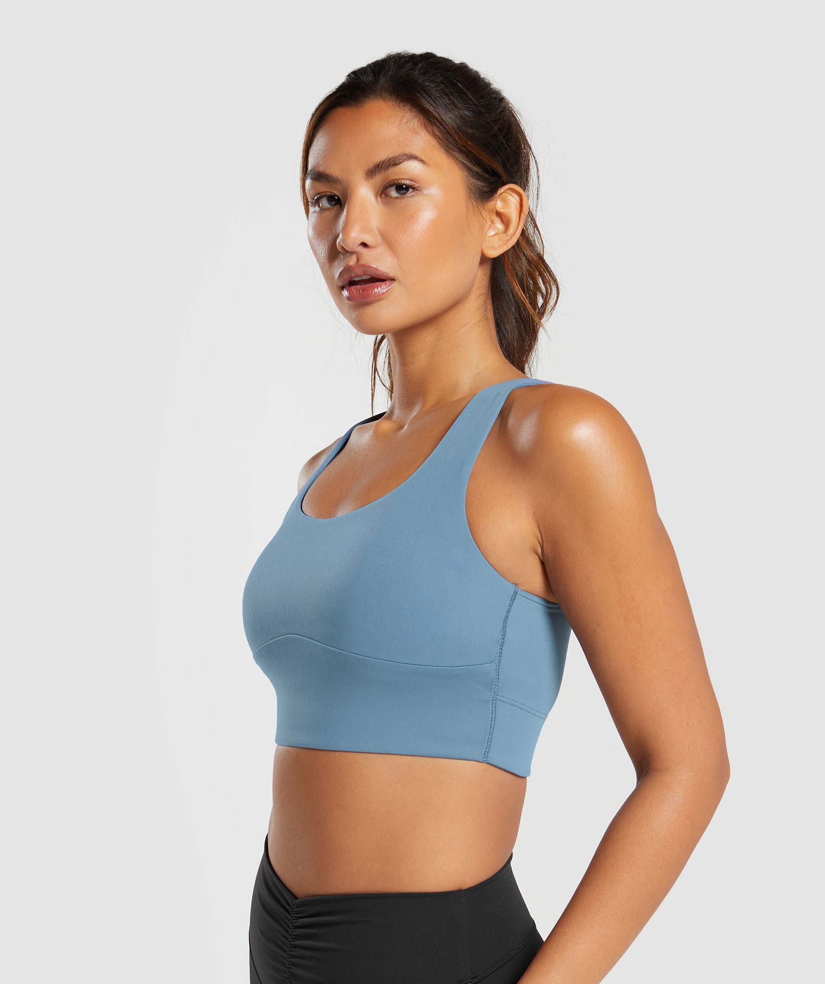 Longline Sports Bra in Faded Blue - view 3