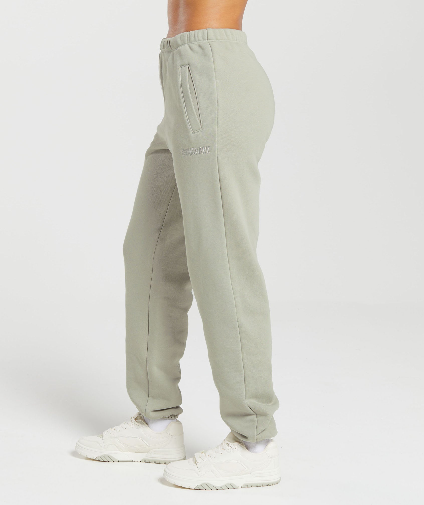Heavyweight Loopback Sweat Joggers in Stone Grey - view 3