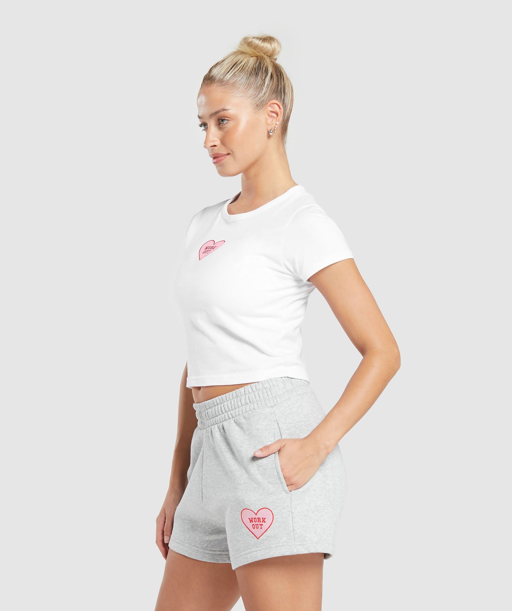 Love Hearts Crop Top in White - view 3