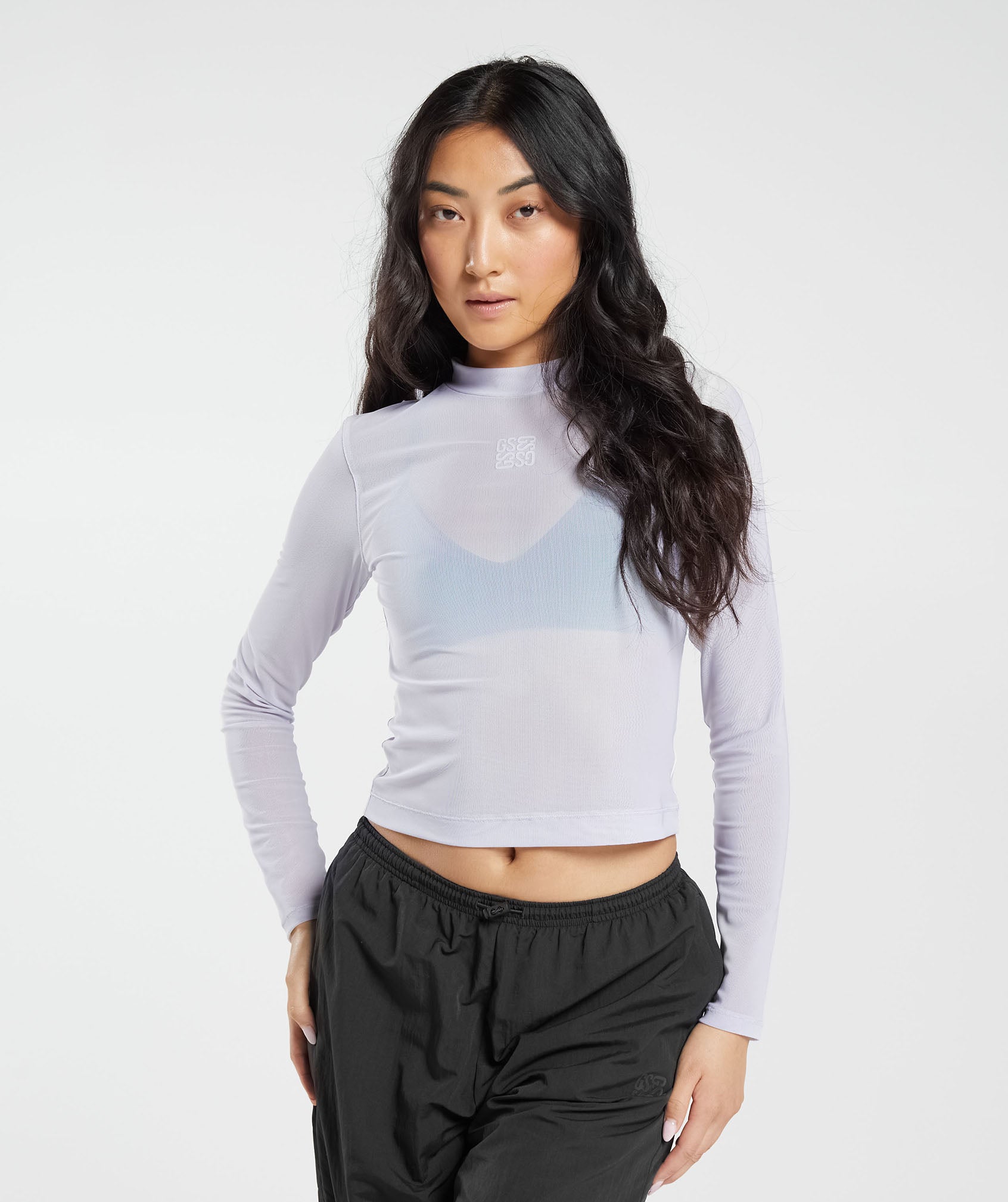Monogram Mesh Long Sleeve Top in {{variantColor} is out of stock