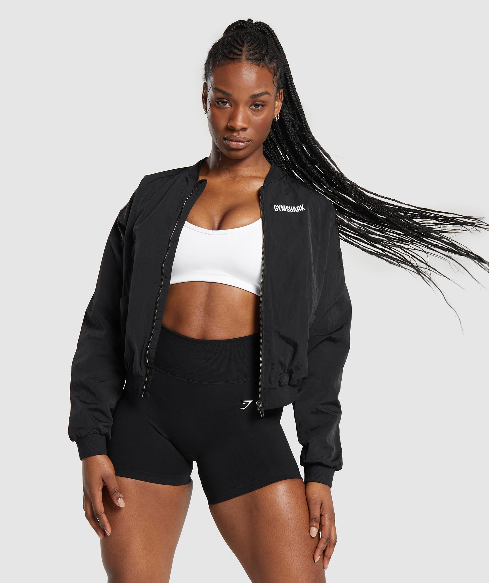 Gymshark GS Power Cropped Zip Hoodie - White